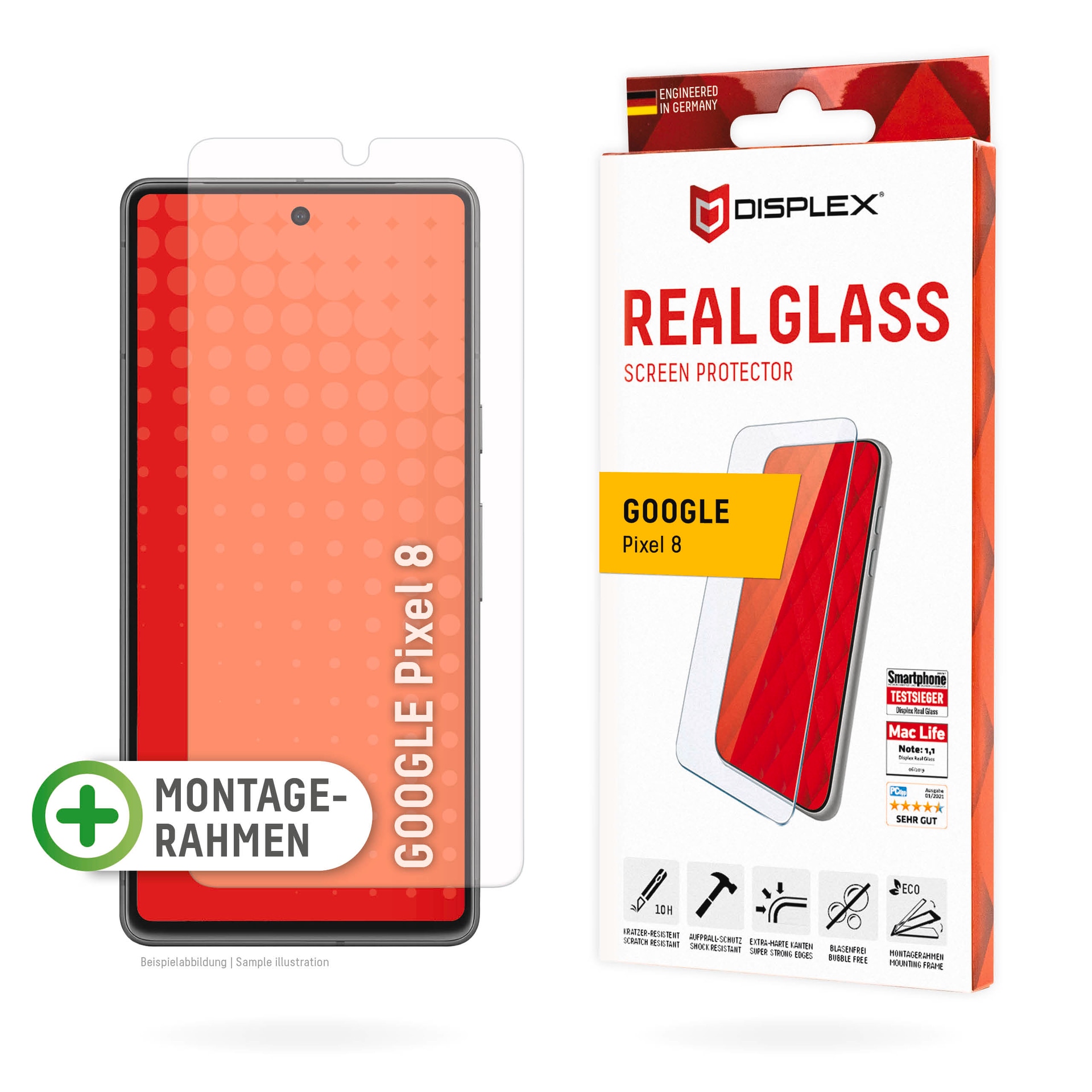 Displayschutzglas »Real Glass«, Displayschutzfolie Displayschutz kratzer-resistent 10H...