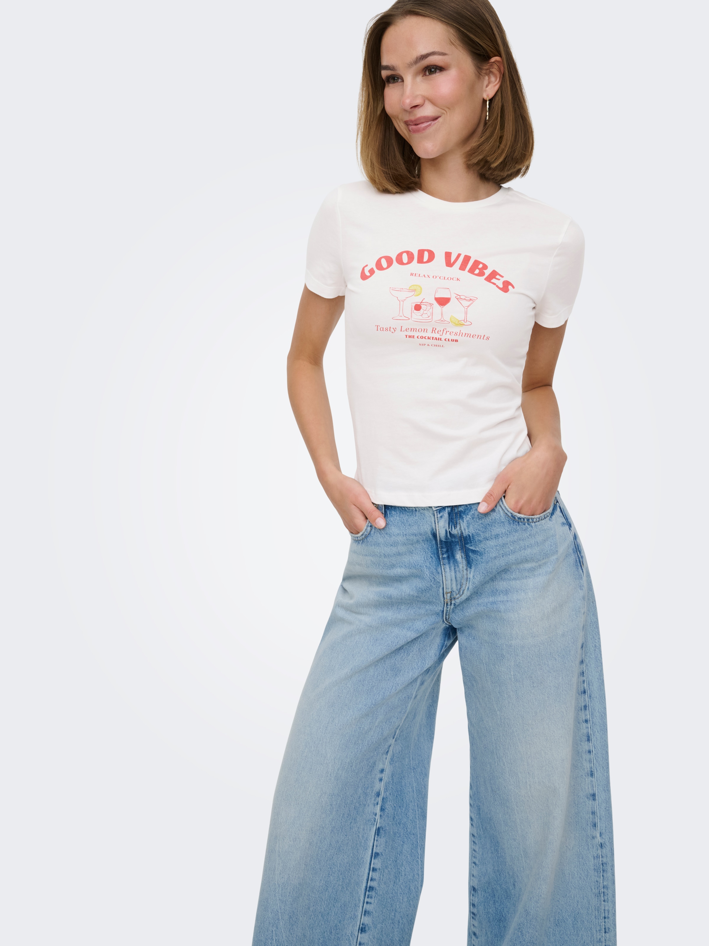 ONLY T-Shirt »ONLVIVVI S/S TEE BOX JRS« Baumwolle, Rundhals