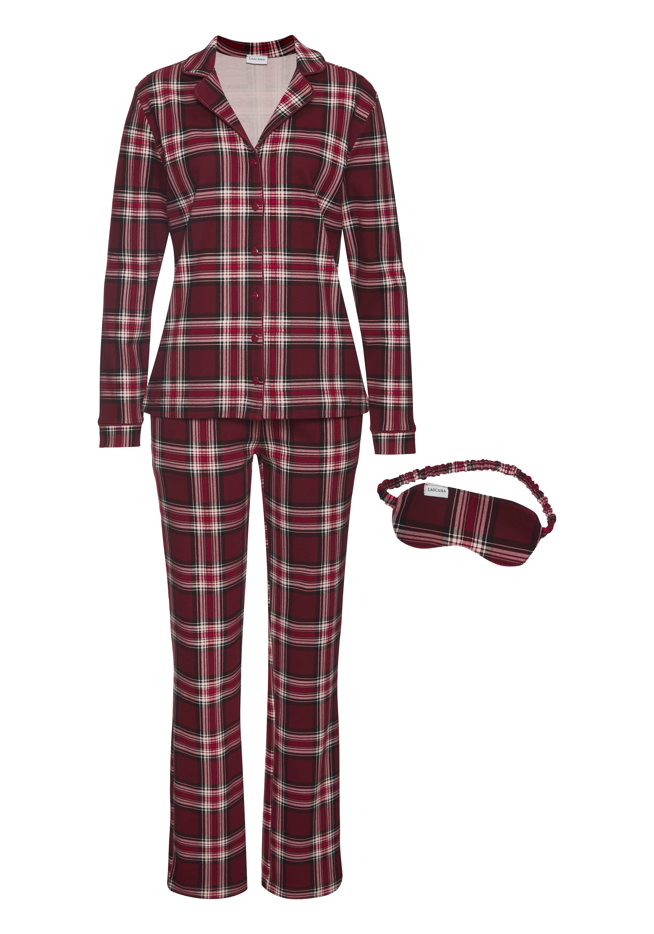 LASCANA Pyjama, (Set, 3-teilig), incl. Schlafmaske