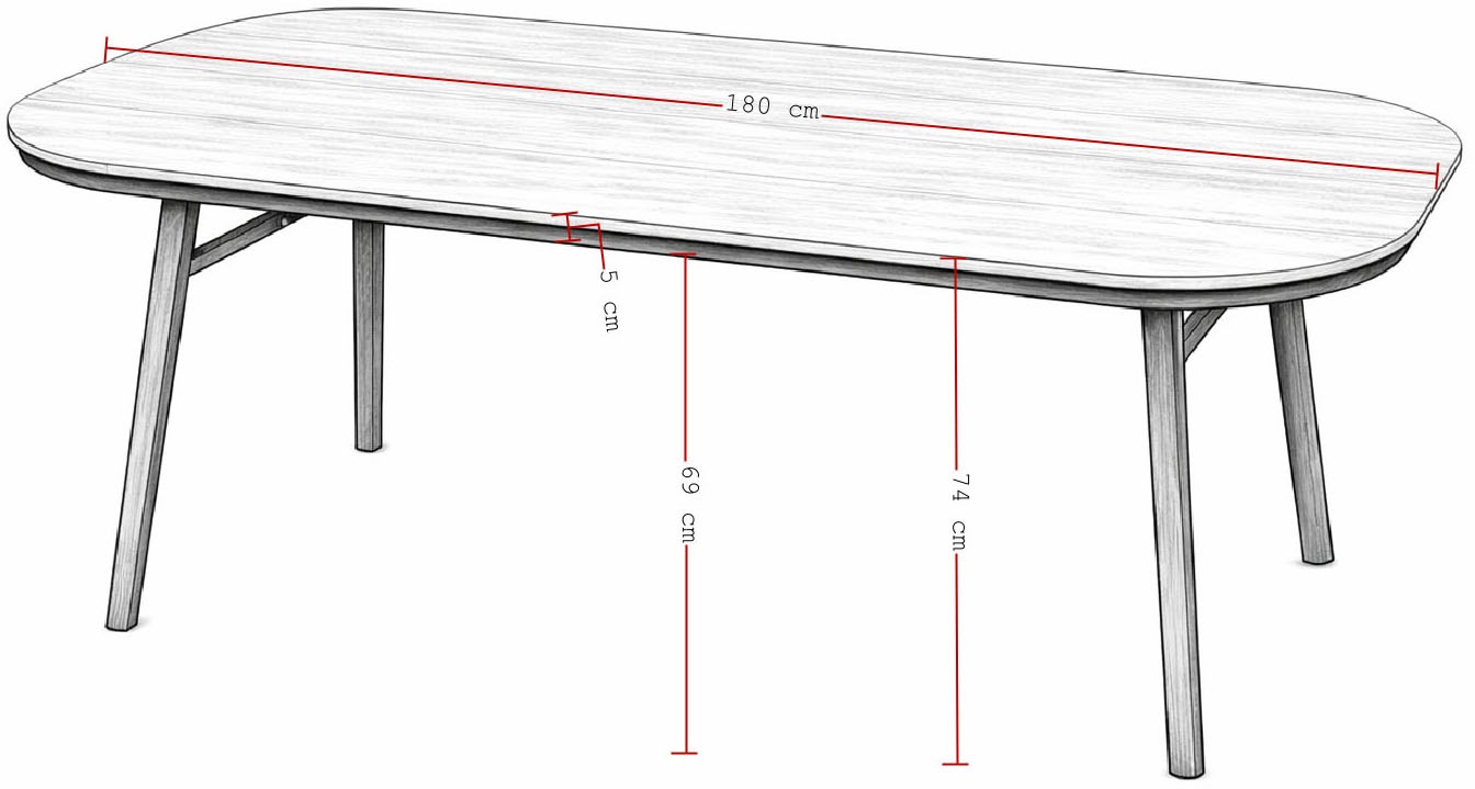 Destiny Esstisch »SAN MARINO Tisch, halboval 180x90x74cm, anthrazit«
