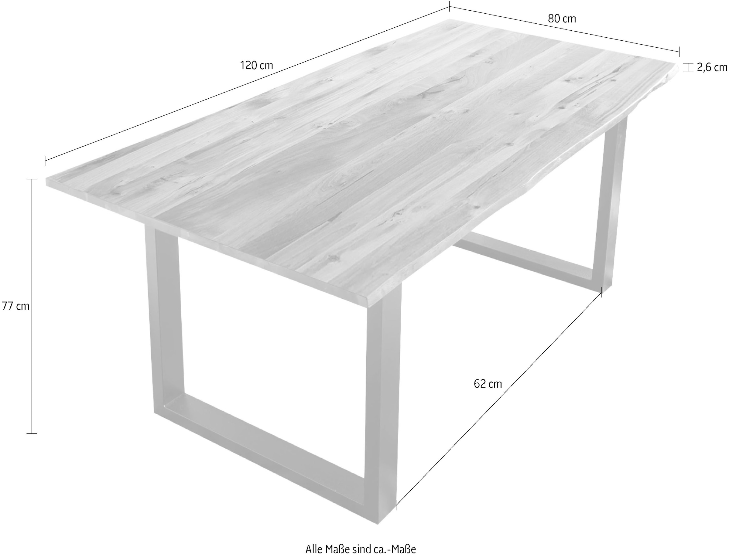 SalesFever Baumkantentisch »Villach Esstisch mit natürlicher Ausstrahlung« Sichtbare Maserung und Astlöcher, Esstisch aus Massivholz
