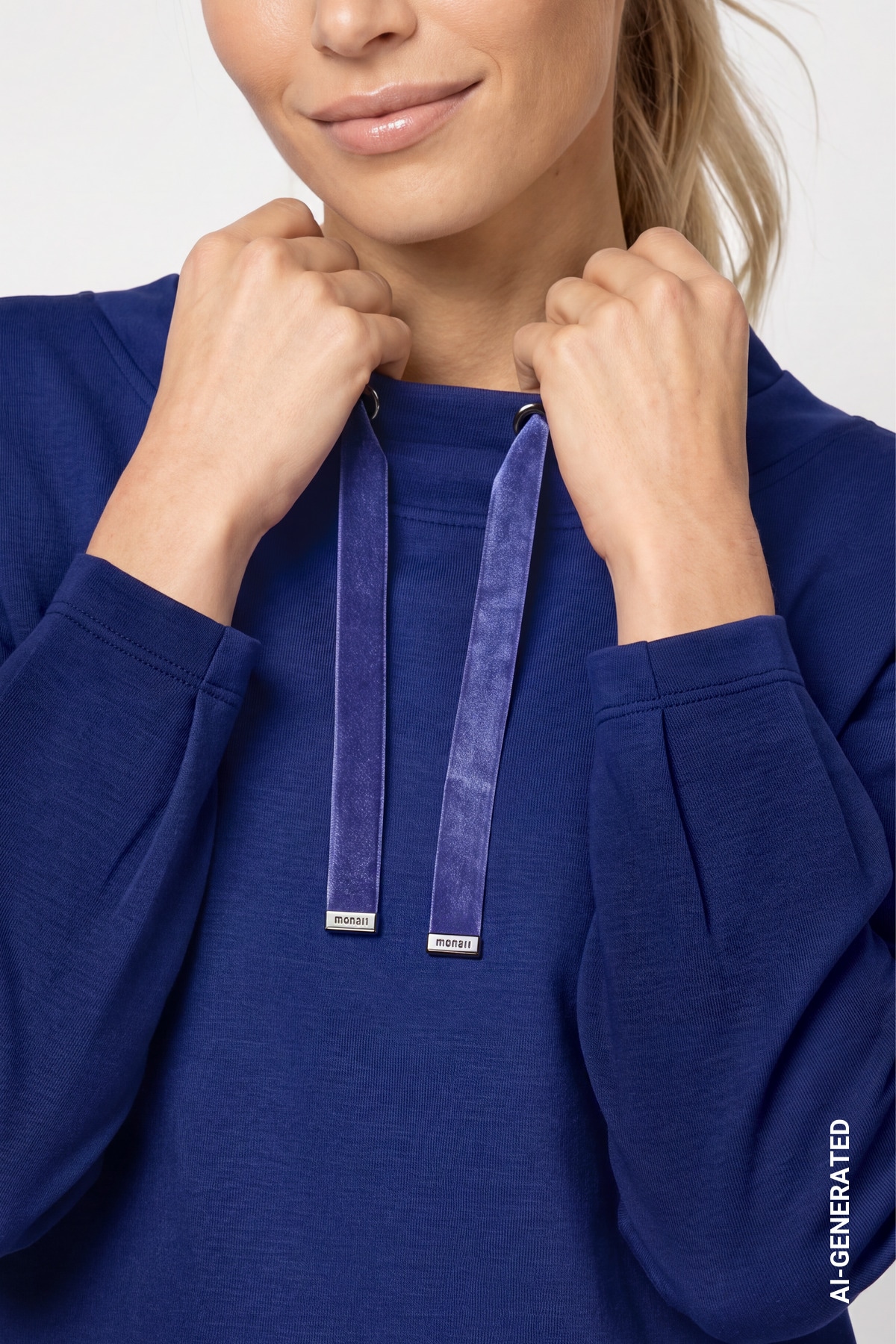 Monari Sweatshirt »Sweatshirt Basic Samtband«, Regular fit mit Rundhalsausschnitt
