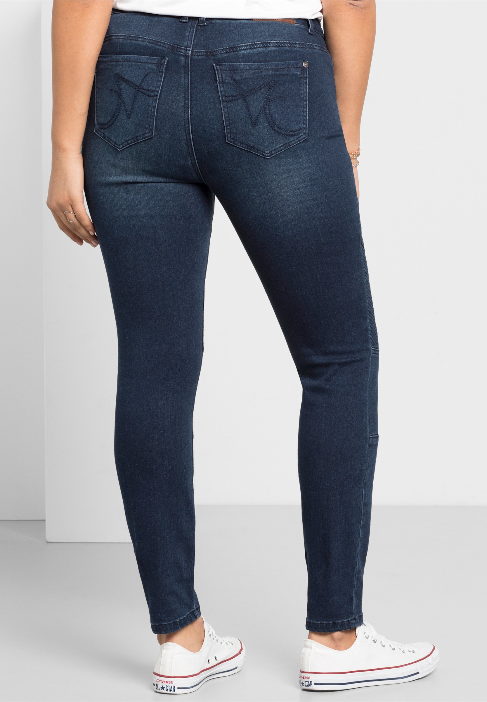 Sheego Skinny-fit-Jeans »Stretch-Jeans Skinny Jeans im Biker-Look« Power-Stretch-Qualität