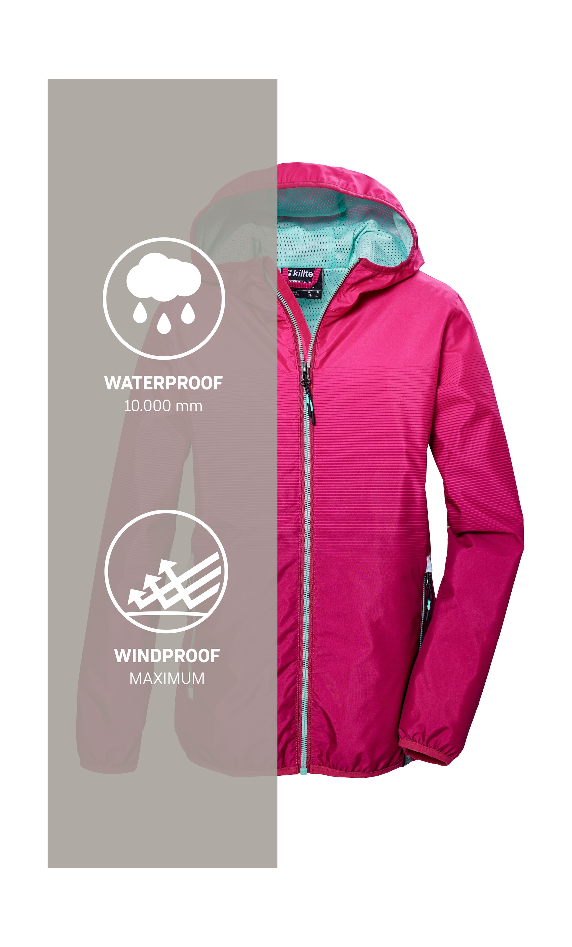 Killtec Funktionsjacke »KOS 151 GRLS JCKT«, Wasser- und winddichte Mädchenjacke mit reflektierenden Elementen