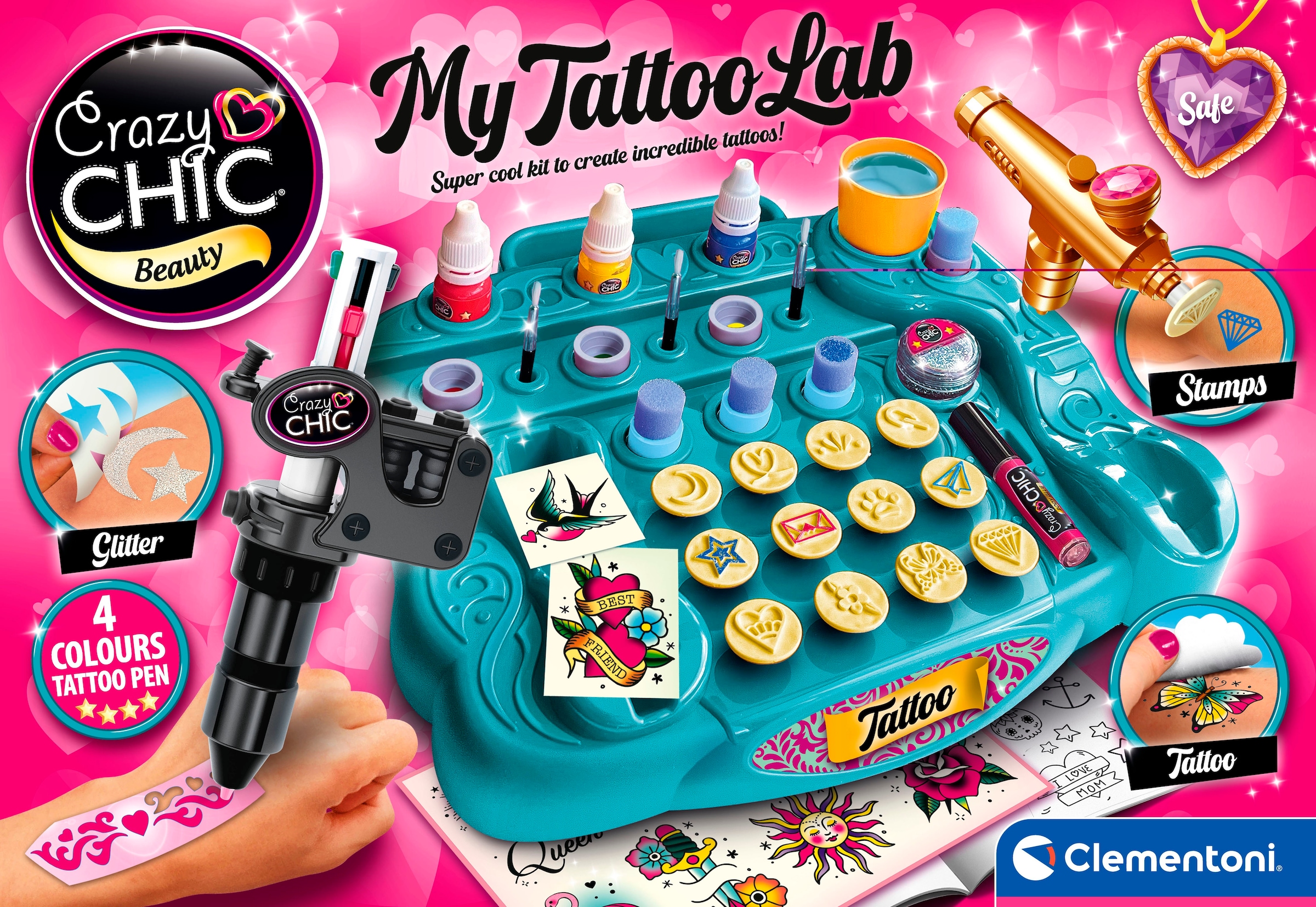 Clementoni® Kreativset »Crazy Chick, Tattoo-Studio«