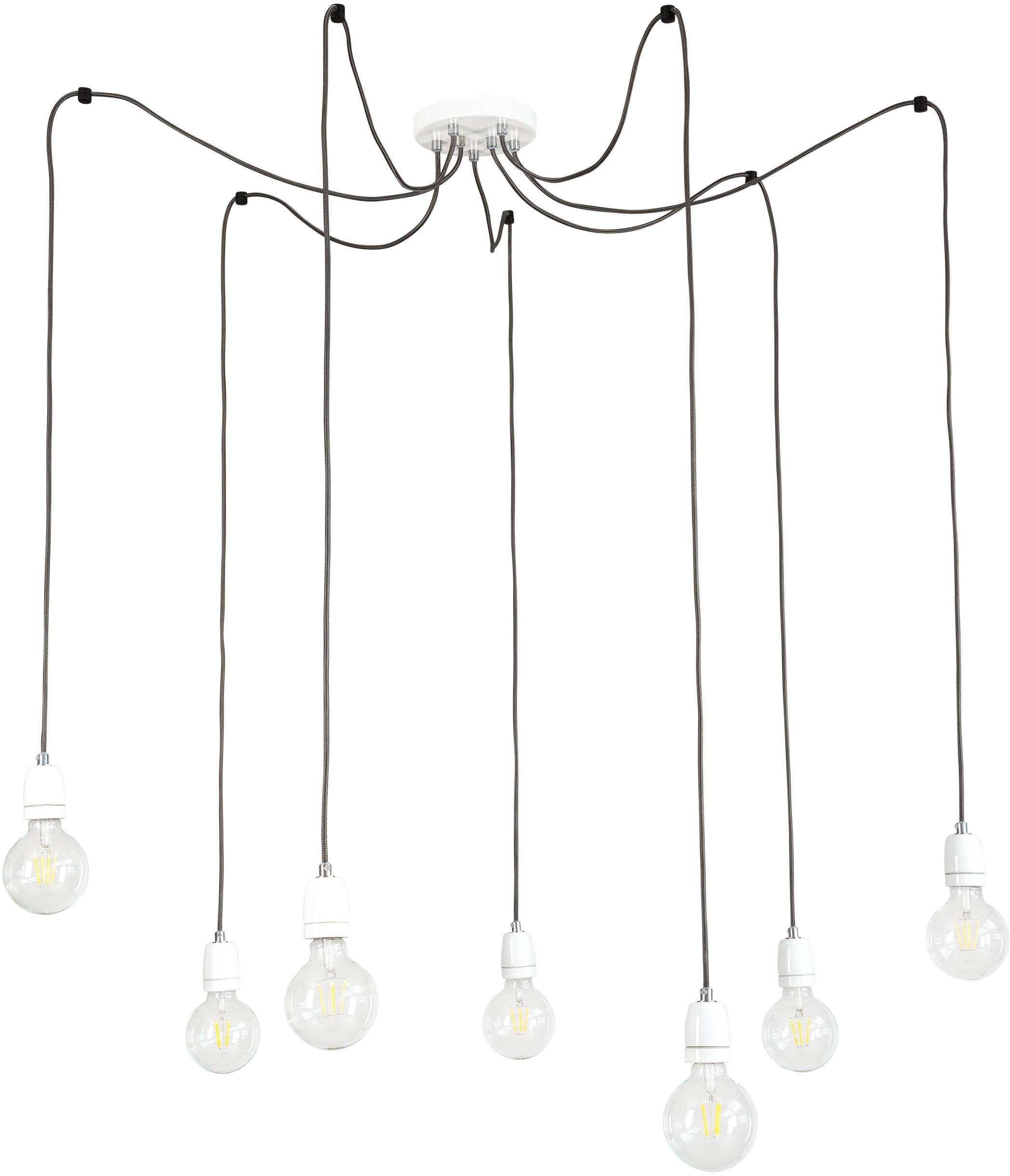 BRITOP LIGHTING Pendelleuchte »PORCIA SPIDER«, in bei Retro-Design 7 flammig-flammig, Anthrazit Hängeleuchte, kaufen OTTO Textilkabel Porzellan, mit