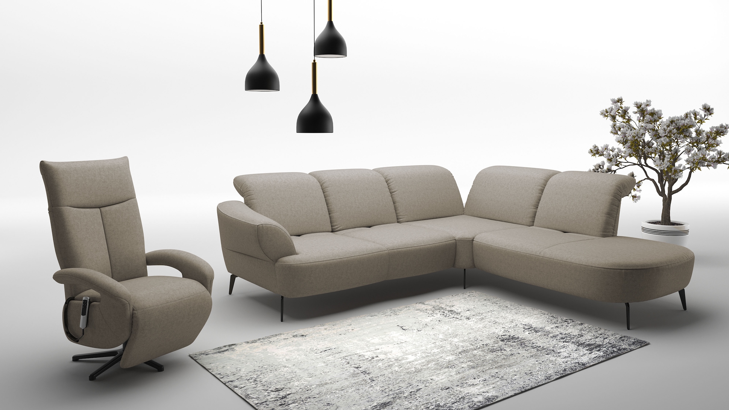sit&more Ecksofa »Dance, L-Form, inkl. Sitztiefenverstellung«, inkl. Click&Seat, optional mit Kopfteilverstellung