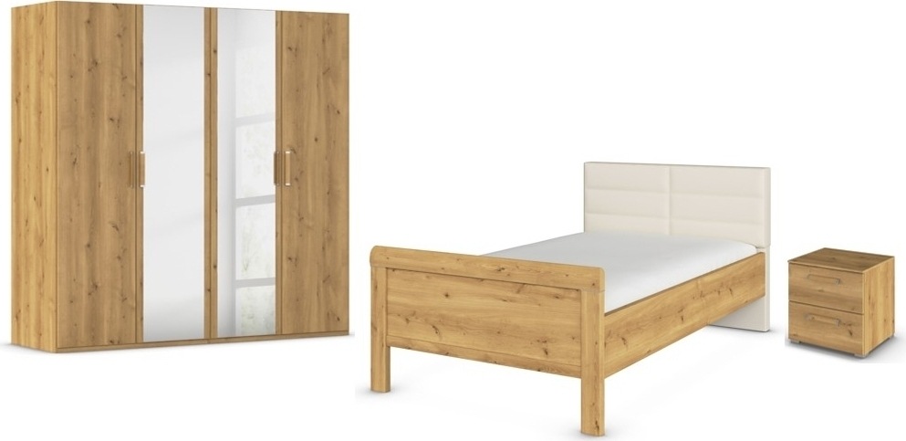 Rauch Schlafzimmer-Set »Komplettschlafzimmer Schlafzimmer EVELYN« Set, 3 Stk. tlg. Schrank und Bett in 2 Breiten, Nachttisch 2 Schubladen MADE IN...