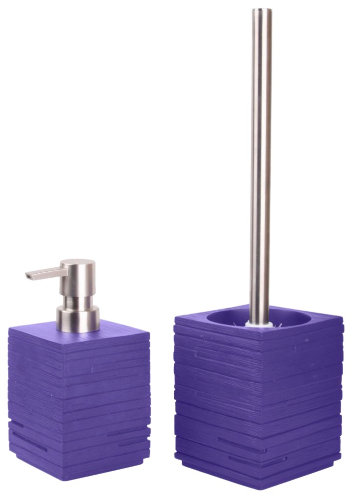 Sanilo Badaccessoire-Set »Calero Purple«, (Kombi-Set, 2 tlg.), bestehend aus Seifenspender und WC-Bürste, geriffelt