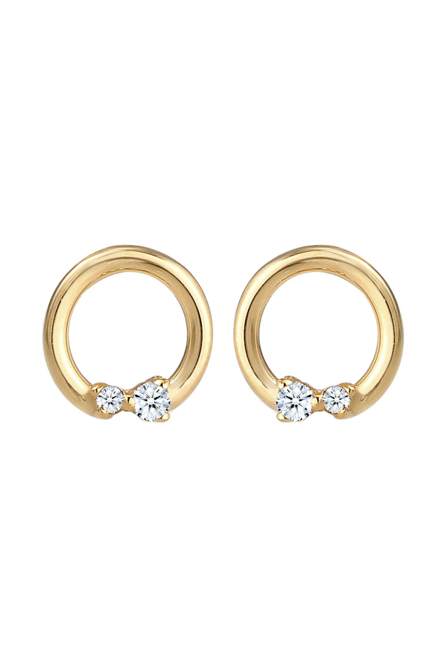 Elli DIAMONDS Paar Ohrstecker »Ohrringe Ohrstecker Kreis Diamant (0.04 ct) 585 Gelbgold«