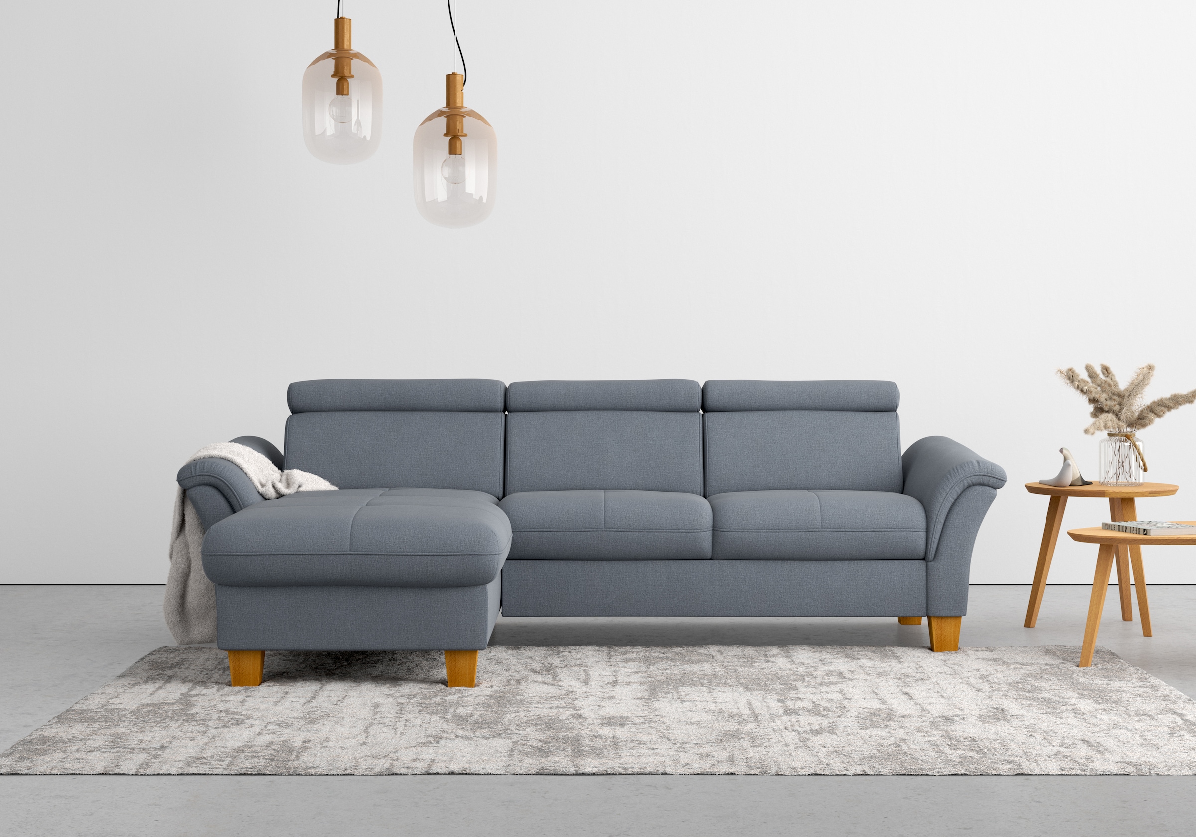 Home affaire Ecksofa »Lindgren L-Form« wahlweise mit Bett mit klappbaren Rollen, Kasten und Kopfverstellung