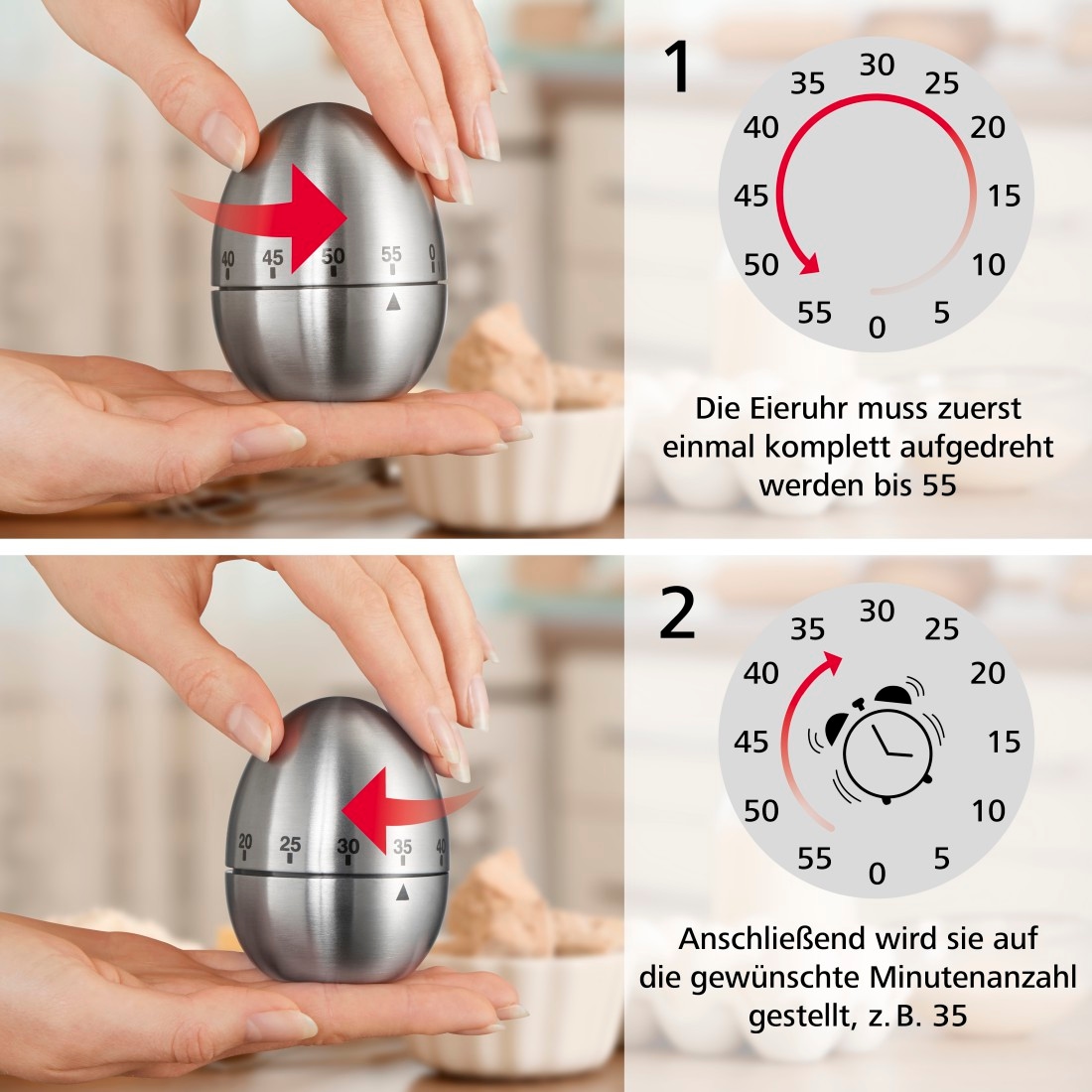 Xavax Küchentimer »Eieruhr Küchentimer Kurzzeitmesser Kurzzeitwecker« Edelstahl