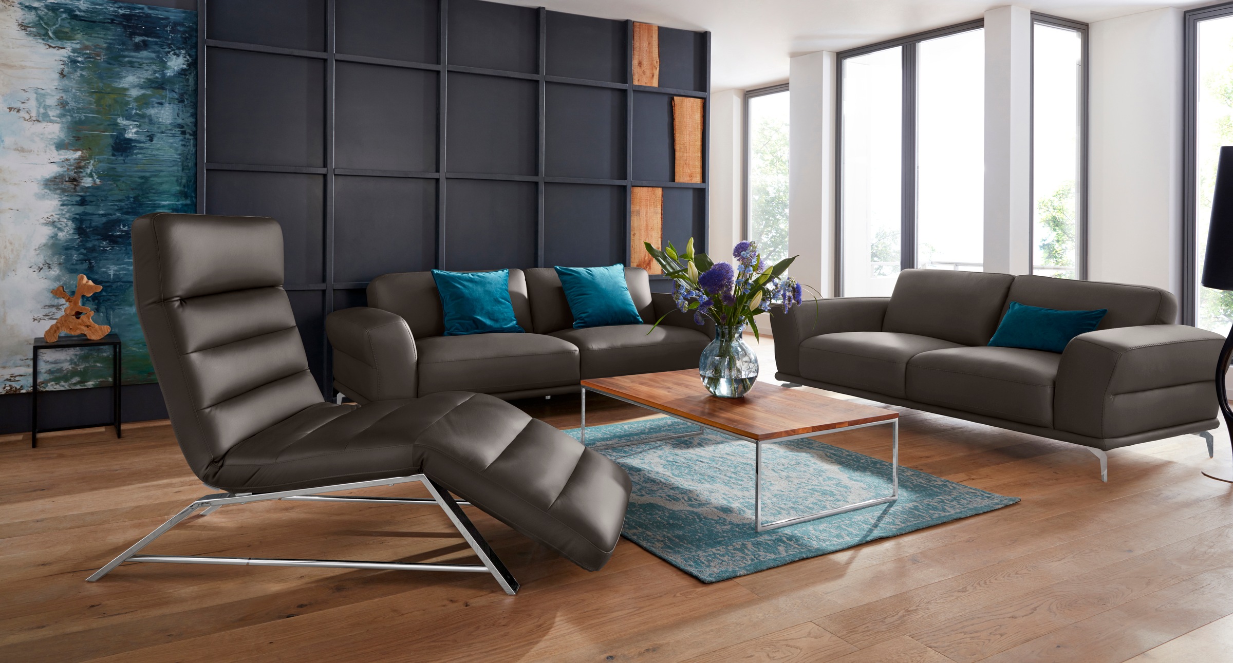 W.SCHILLIG 2,5-Sitzer »montanaa Designsofa mit erstklassigem Sitzkomfort, Ferderkern« mit Metallfüßen in Chrom glänzend, Breite 212 cm