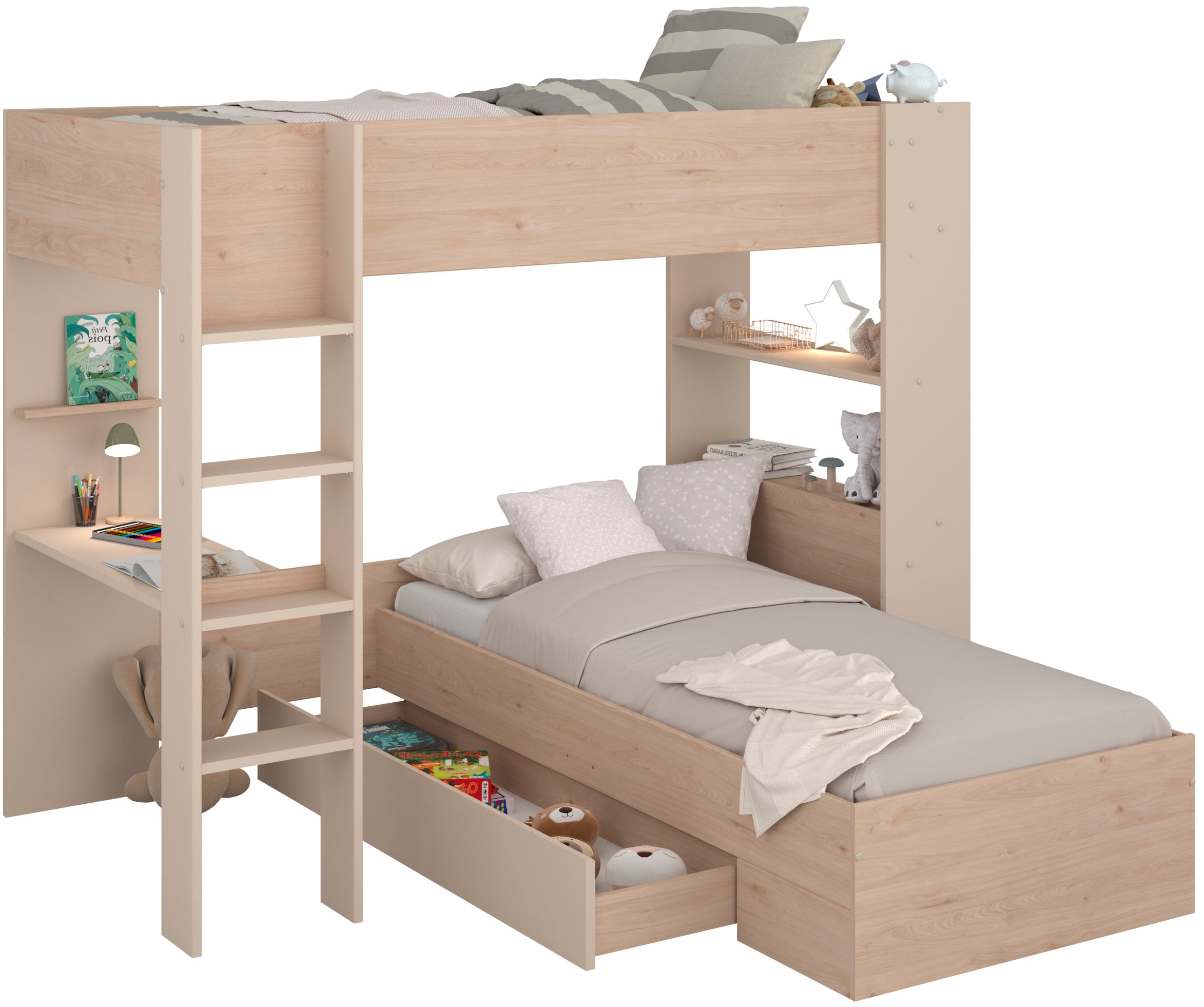 Parisot Etagenbett »Oasis 1« Set,  4 Stellvarianten möglich, incl. 2 x Matratzenauflagen