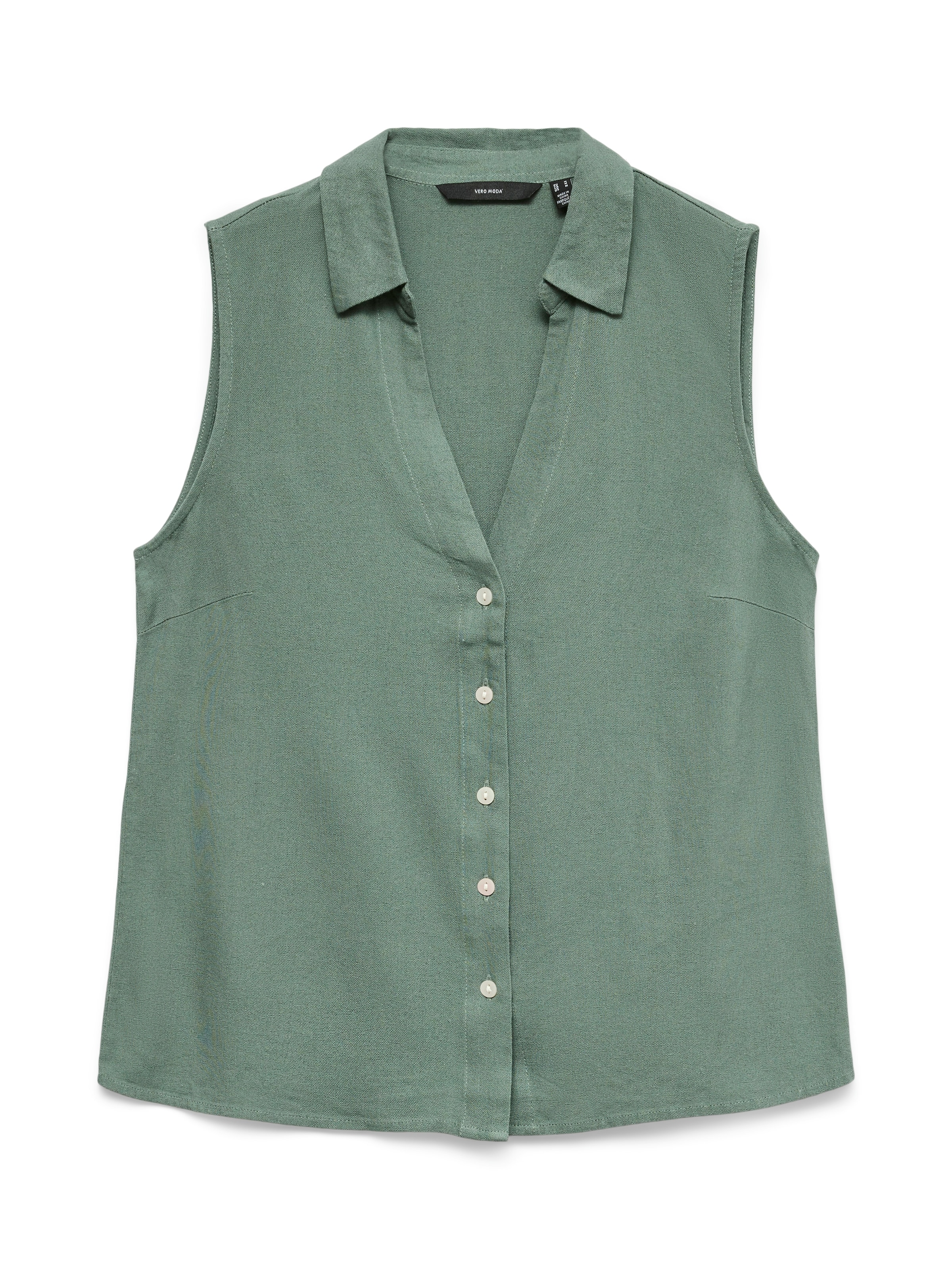 Vero Moda Blusentop »VMMYMILO SL V-NECK SHIRT WVN  GA« mit Leinen