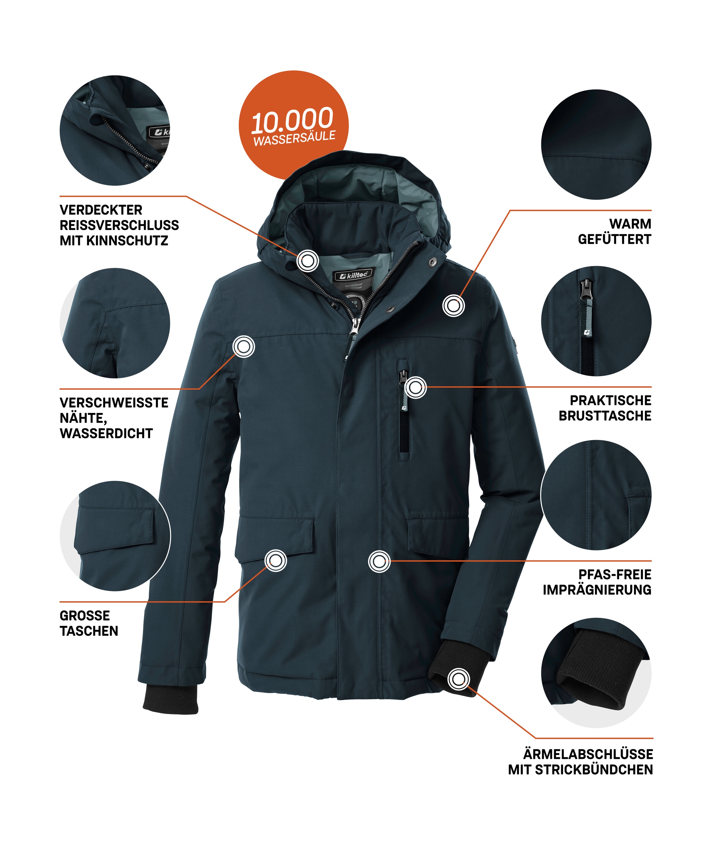 Killtec Funktionsjacke »KOW 233 BYS JCKT«, Wind- und wasserdichte Kinderjacke, regulierbare Kapuze, PFAs-frei