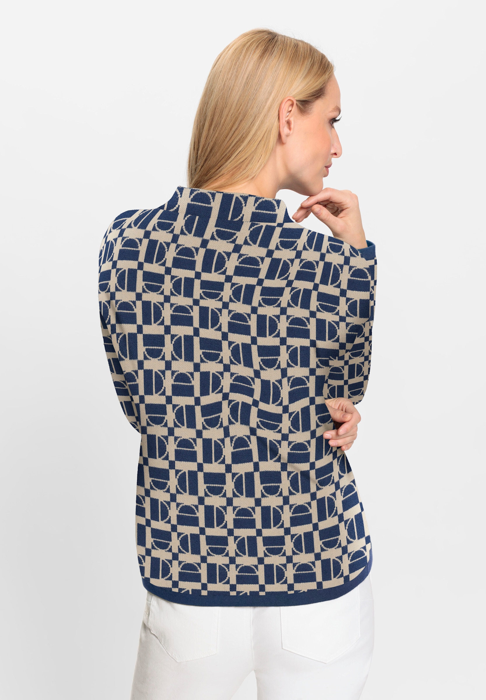 heine Strickpullover »Jacquard-Pullover Stehkragenpullover in grafischem Jacquard-Muster«