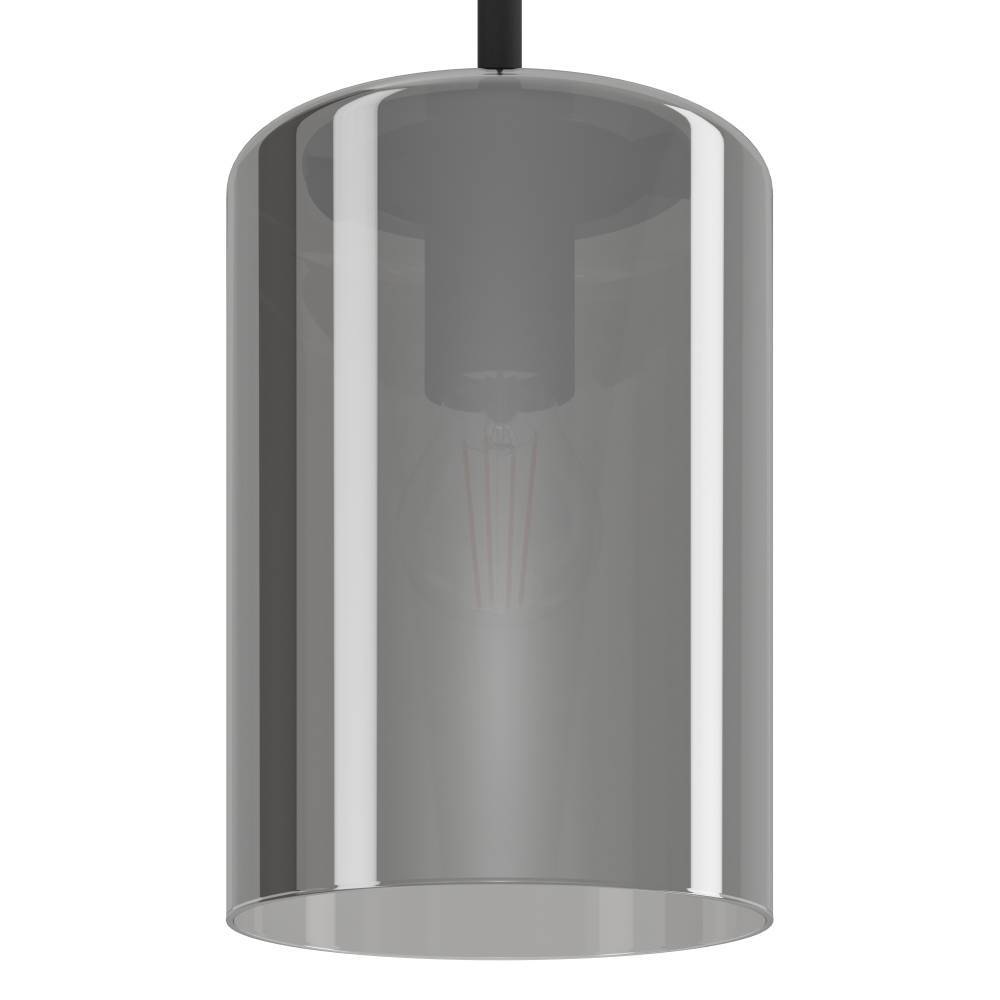 EGLO Pendelleuchte »CADAQUES 1 Pendellampe, schwarz, Rauchglas, Hängelampe, exkl. E27«, 1 flammig, Leuchtmittel E27 | ohne Leuchtmittel, Hängeleuchte, Esszimmer, Wohnzimmer, modern und elegant, H:110xD:16cm