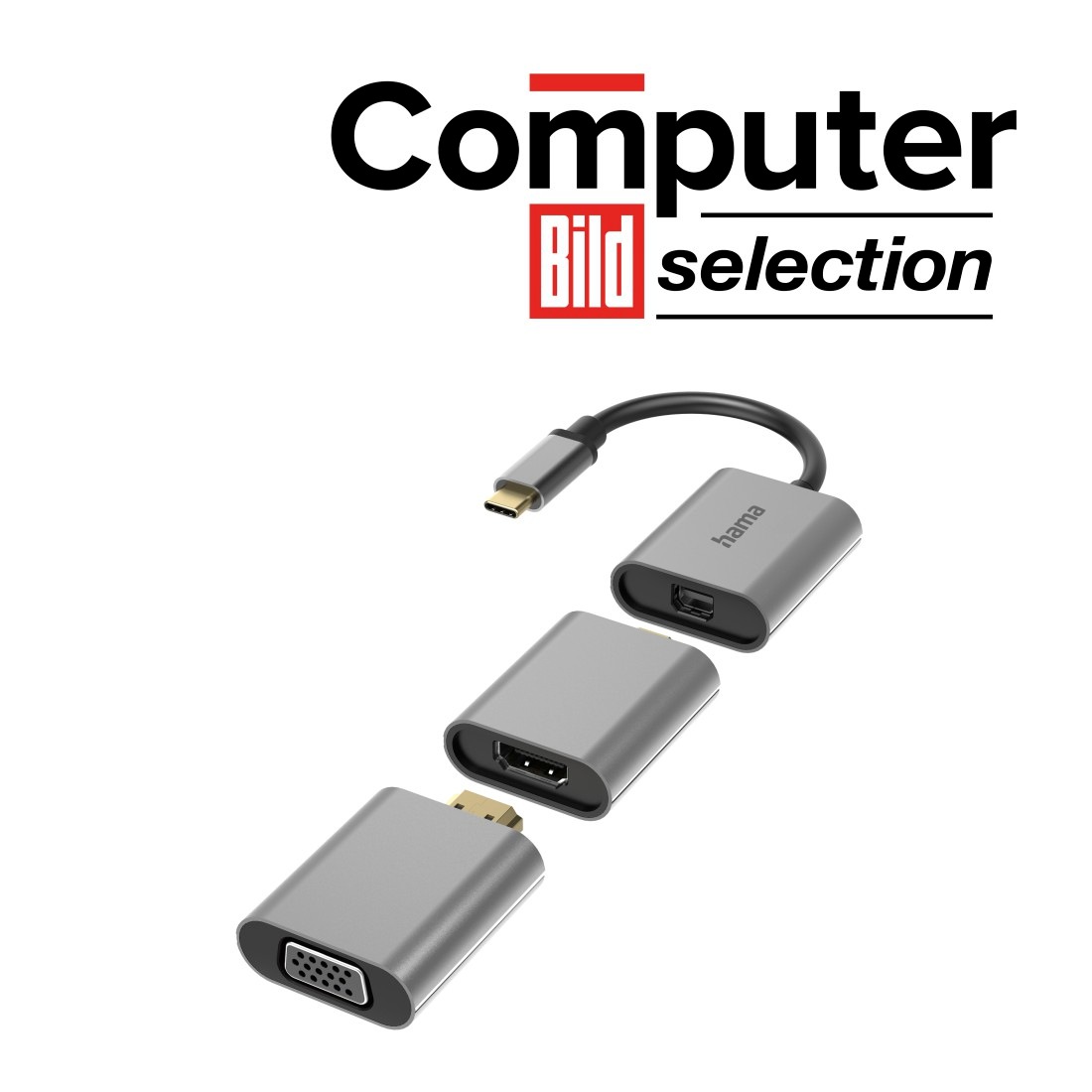 Hama Computer-Adapter »USB-C Multiport Adapter Set 6 in1, USB-C, Mini DisplayPort, HDMI, VGA«, USB-C-Mini DisplayPort zu HDMI-VGA-Mini DisplayPort