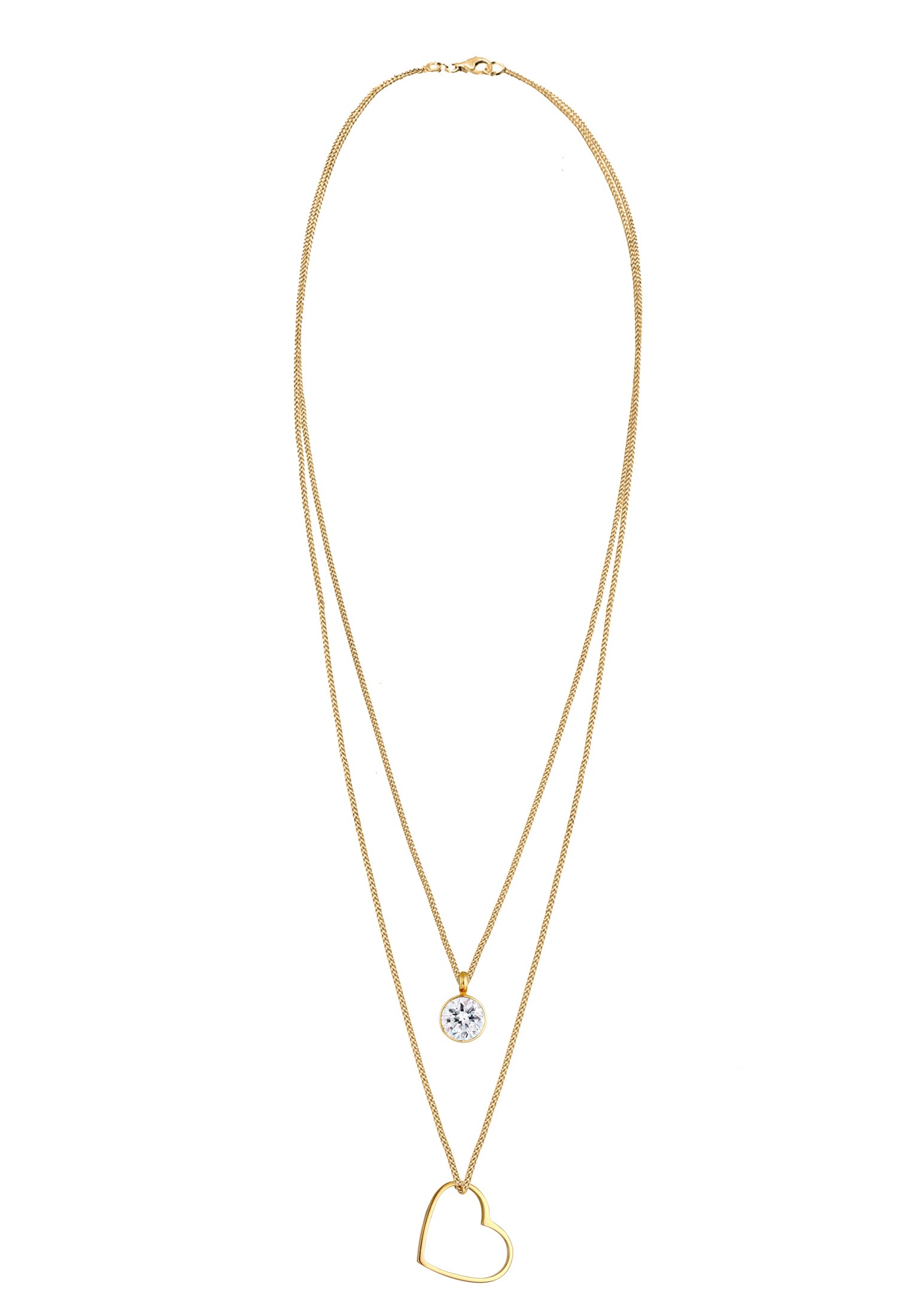 Elli Silberkette »Halskette Layer Herz Love 925 Silber, mit Kristallen von Swarovski®«