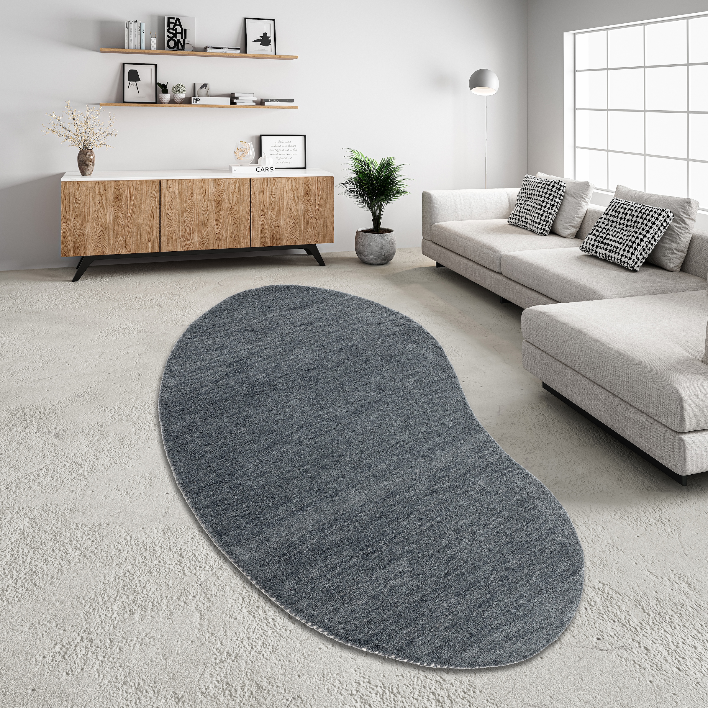 THEKO Wollteppich »Gabbeh Uni, Handweb Teppich, meliert, reine Wolle, handgewebt«, oval, 14 mm Höhe, Schlafzimmer, Wohnzimmer, Esszimmer, auch als Läufer, eckig oder rund