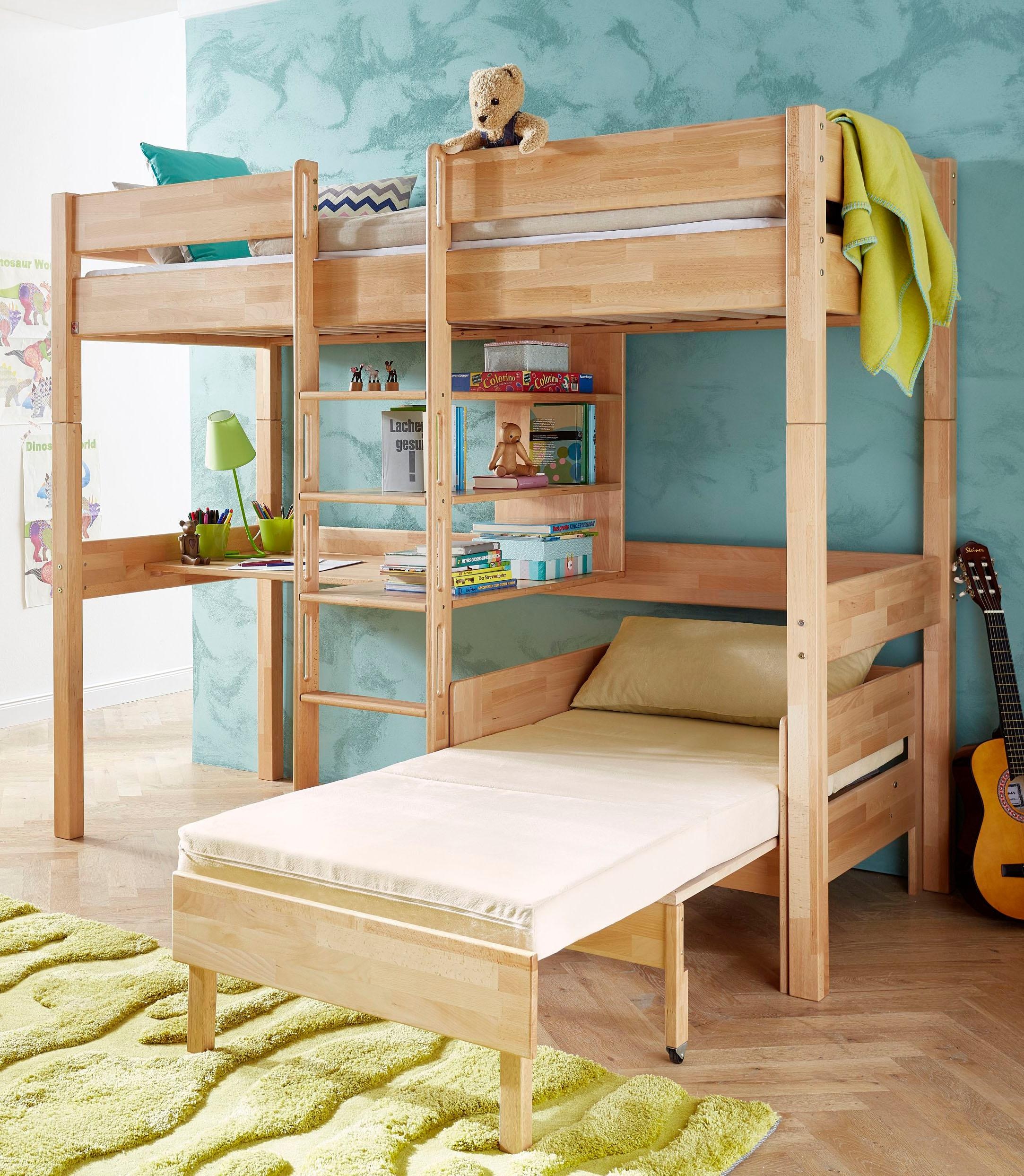 Relita Hochbett »Relita«, Inkl. Rolllattenrost, Schreibtisch, Regal, umbaufähig zum Einzelbett
