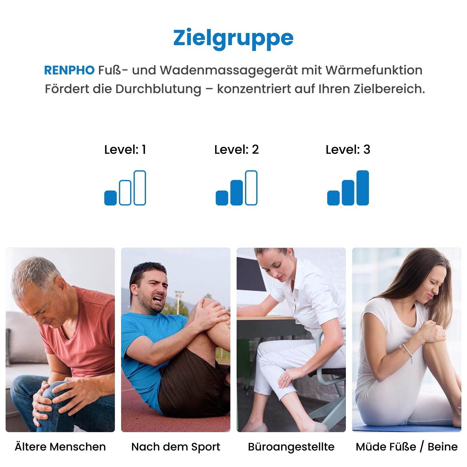 Renpho Fußmassagegerät »Aeria Elementary Thermal« Luftdruck für Beine/Füße, Wärme, 5 Modi, Memory, Fernbedienung