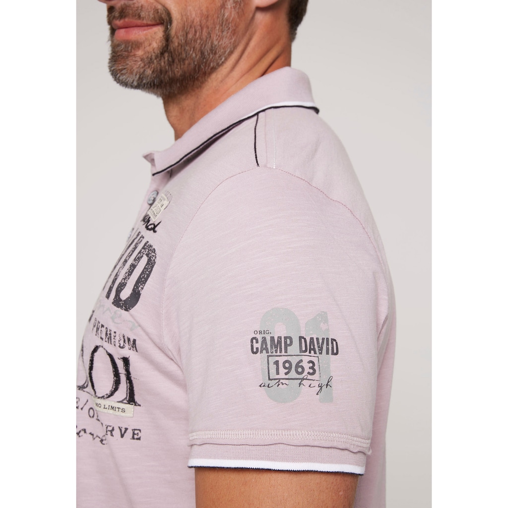 CAMP DAVID Poloshirt, mit Logo Print, Stickereien und Patches