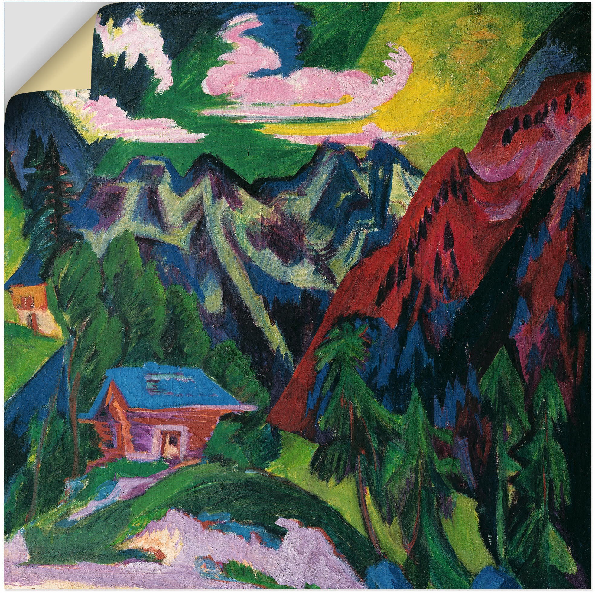 Artland Wandbild »Die Klosterser Berge. Um 1923«, Berge & Alpenbilder, (1 St.), in vielen Größen & Produktarten - Alubild / Outdoorbild für den Außenbereich, Leinwandbild, Poster, Wandaufkleber / Wandtattoo auch für Badezimmer geeignet