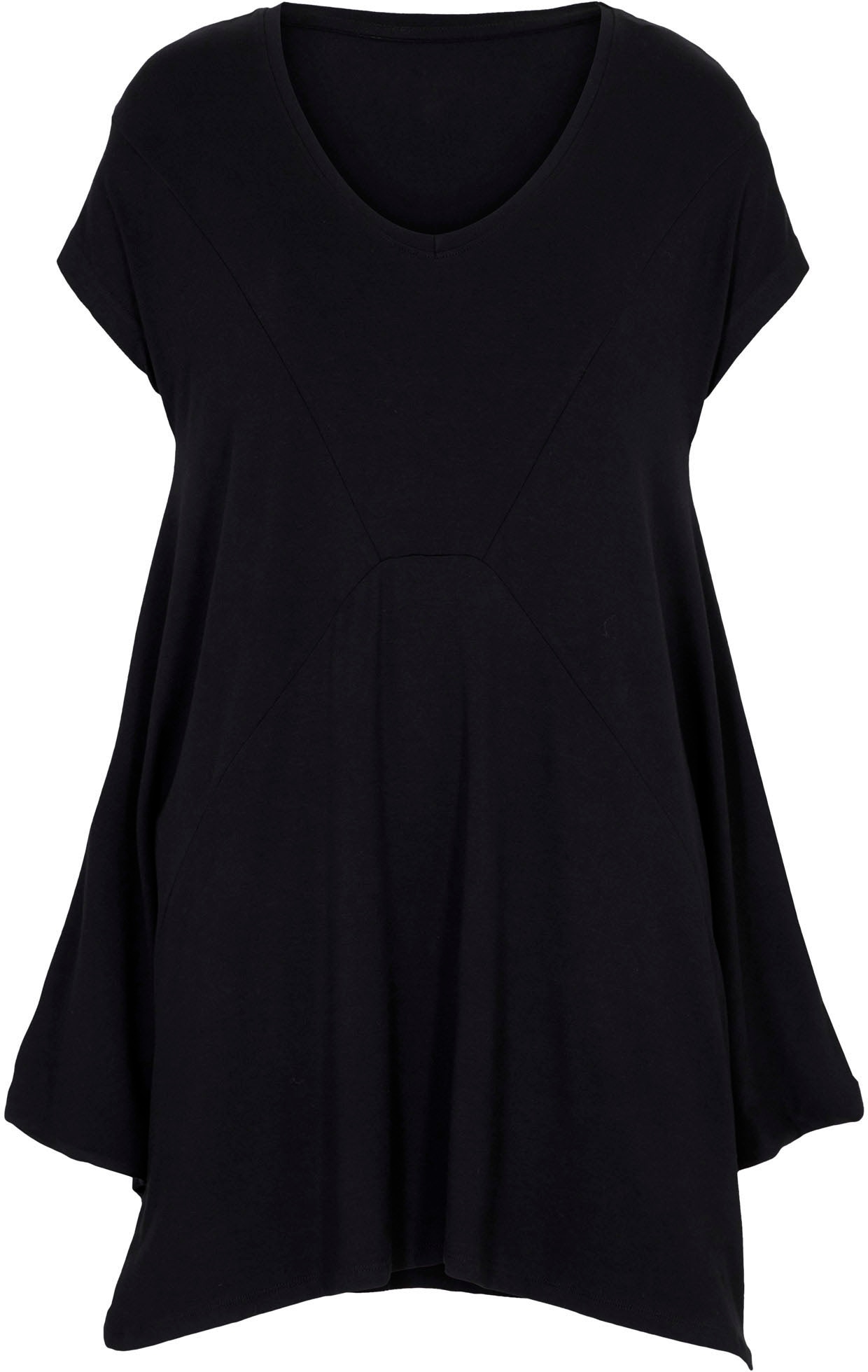 bonprix Longshirt A-Linie Passform, mit Eingrifftaschen, tiefer Rundhalsausschnitt