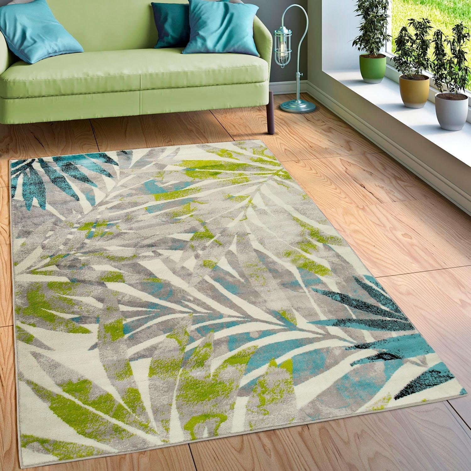 Paco Home Teppich »Metro 162«, rechteckig, Kurzflor, Motiv Blätter, ideal  im Wohnzimmer & Schlafzimmer im OTTO-Shop