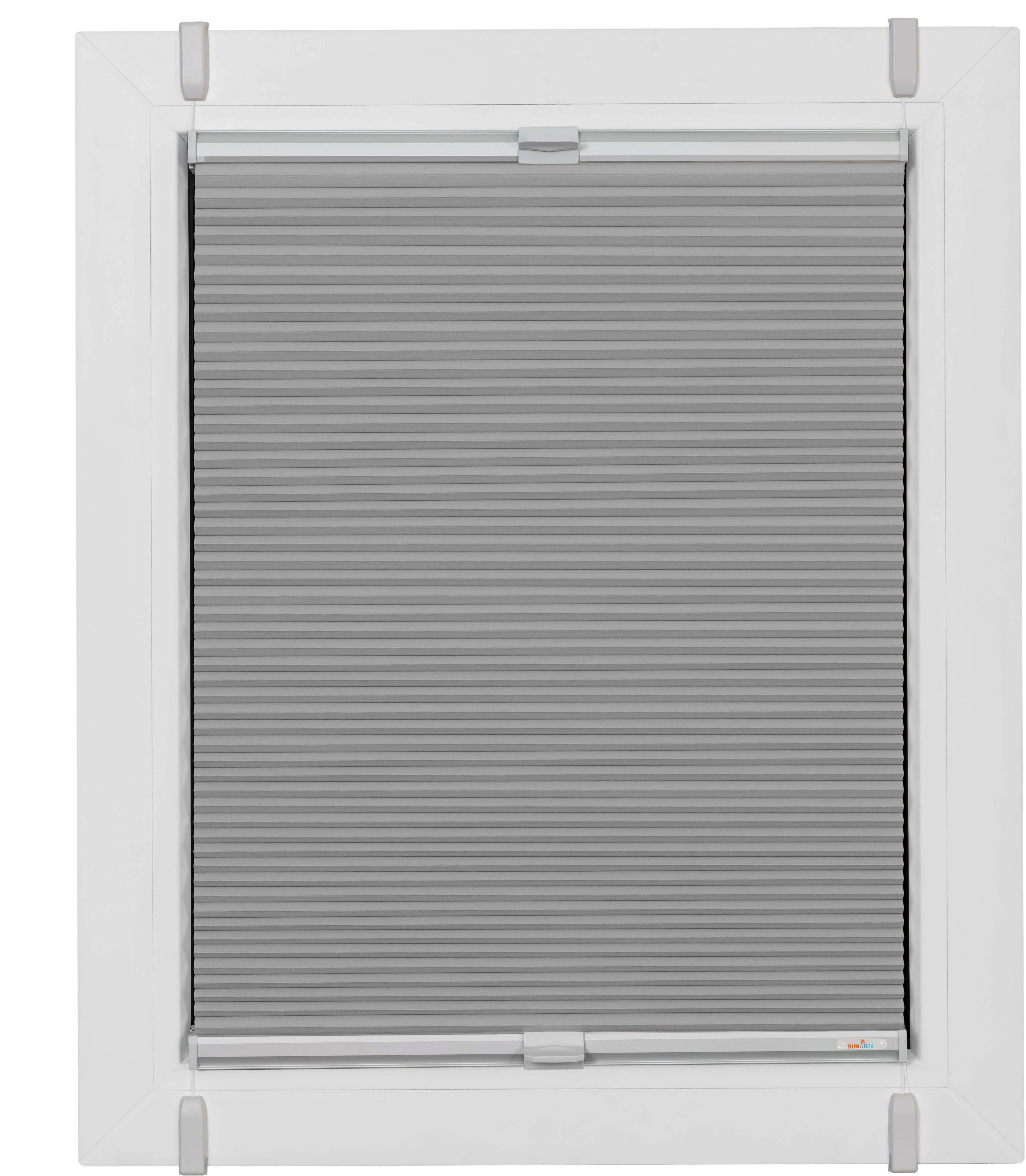 Sunlines Wabenplissee »One Size Style Honeycomb VD« verdunkelnd ohne Bohren verspannt Zubehörfarbe grau, zum Klemmen in grau