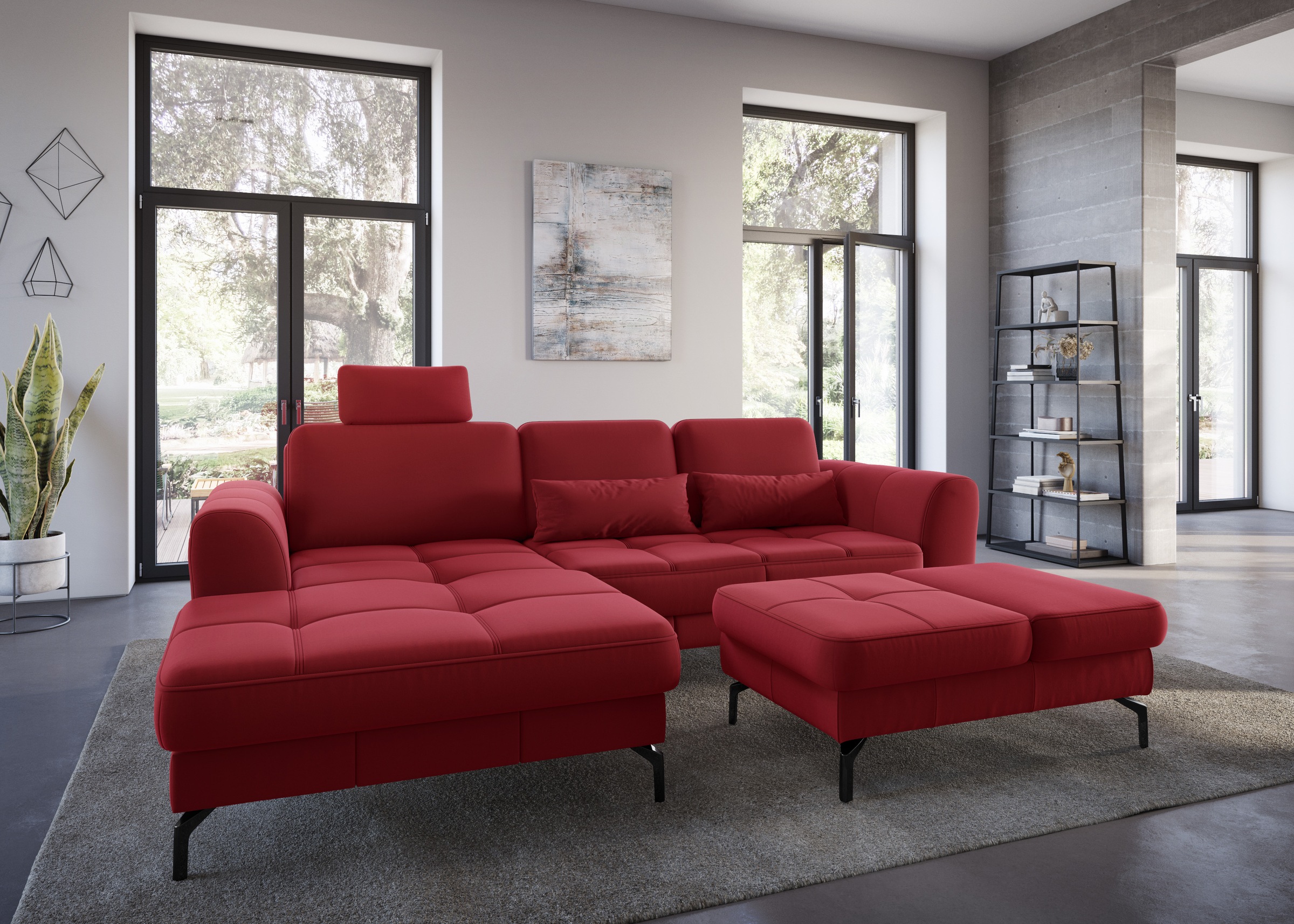 sit&more Ecksofa »Bendigo L-Form«, inklusive Sitztiefenverstellung, Bodenfreiheit 15 cm, 2 Fußfarben