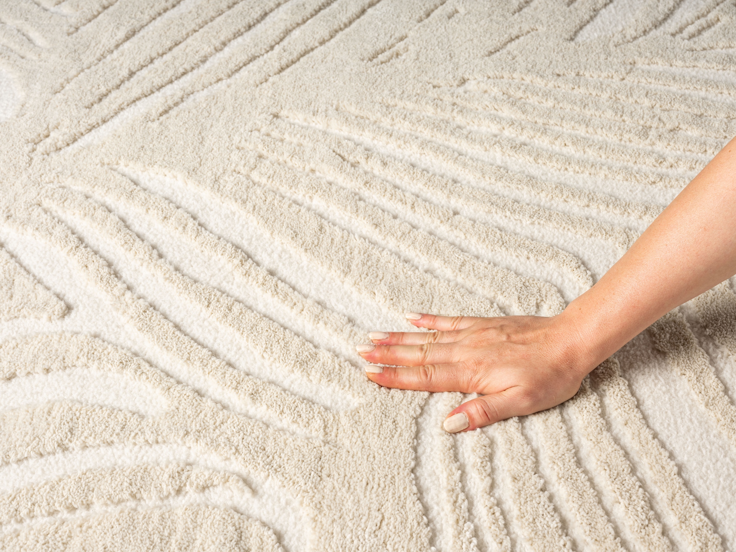 OTTO home Teppich »Samia, Hoch-Tief-Struktur« rechteckig 19 mm Höhe leichter Glanz, Floral, Blätter, Modern, Wohnzimmer, Schlafzimmer