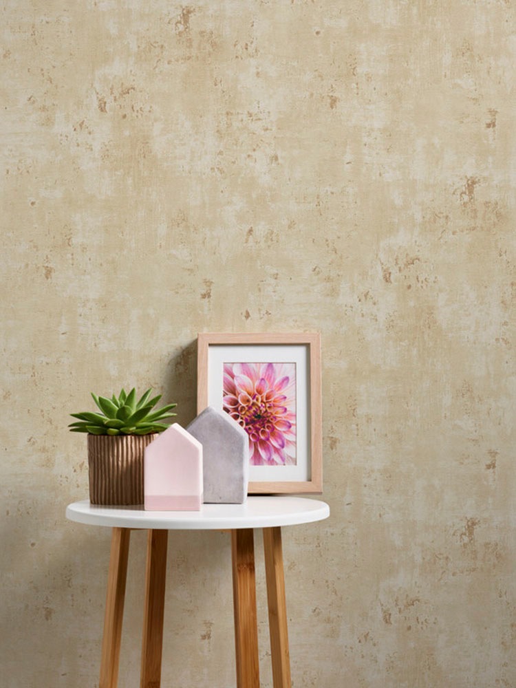 living walls Vliestapete »Stories of Life Vliestapete Metallic Betonoptik Beige Gold« Metall-Effekte | gemustert | metallic strukturiert glänzende Tapete für Küchen und Esszimmer Tapeten Wohnzimmer modern