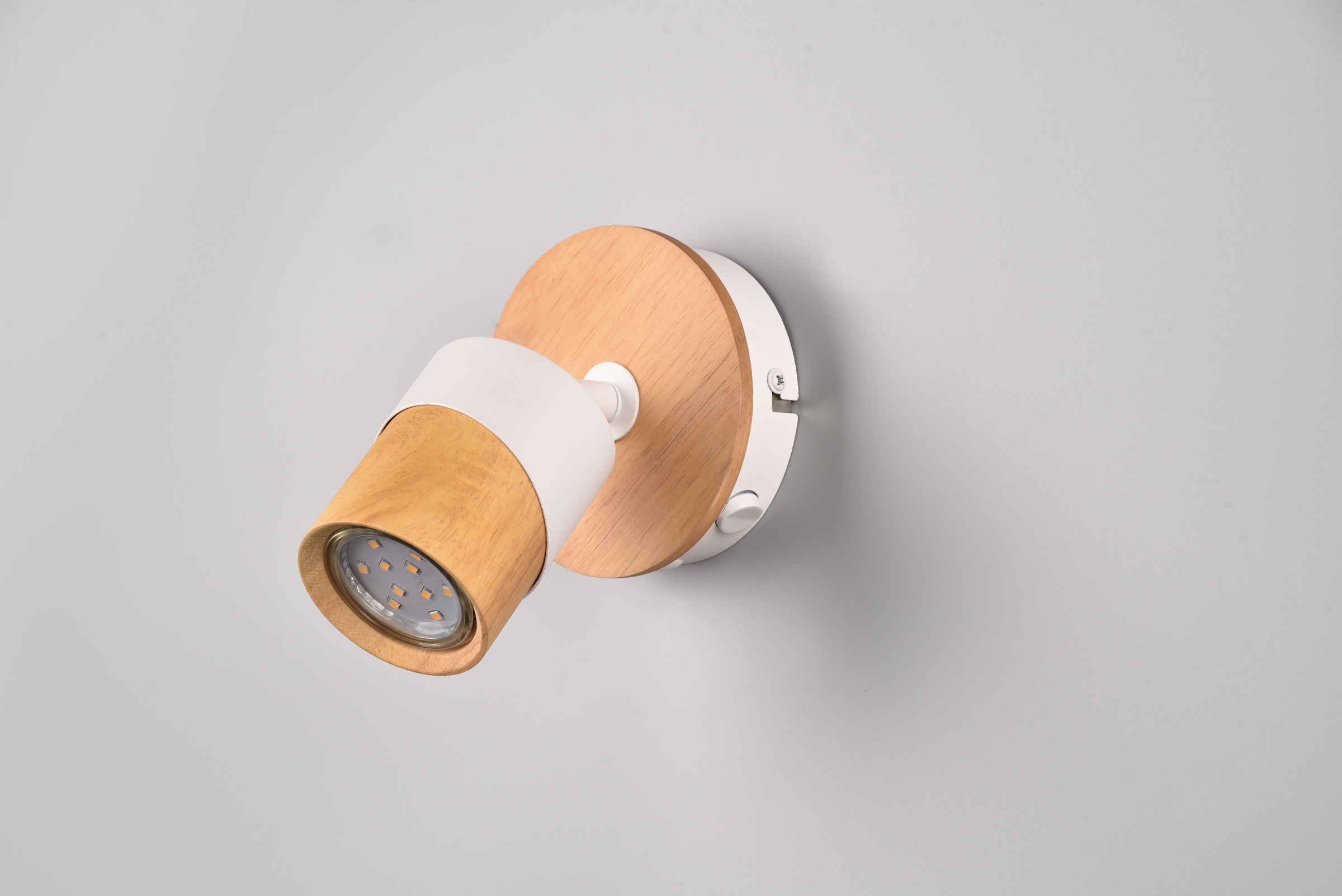 TRIO Leuchten Deckenstrahler »ARUNI, Spot 1-flammig Wandspot Deckenspot exkl 1x GU10 max 10W«, 1 flammig, Leuchtmittel GU10 | Leuchtmittel wechselbar, Wandstrahler mit ON/OFF-Schalter Materialmix Holz / Metall verstellbar