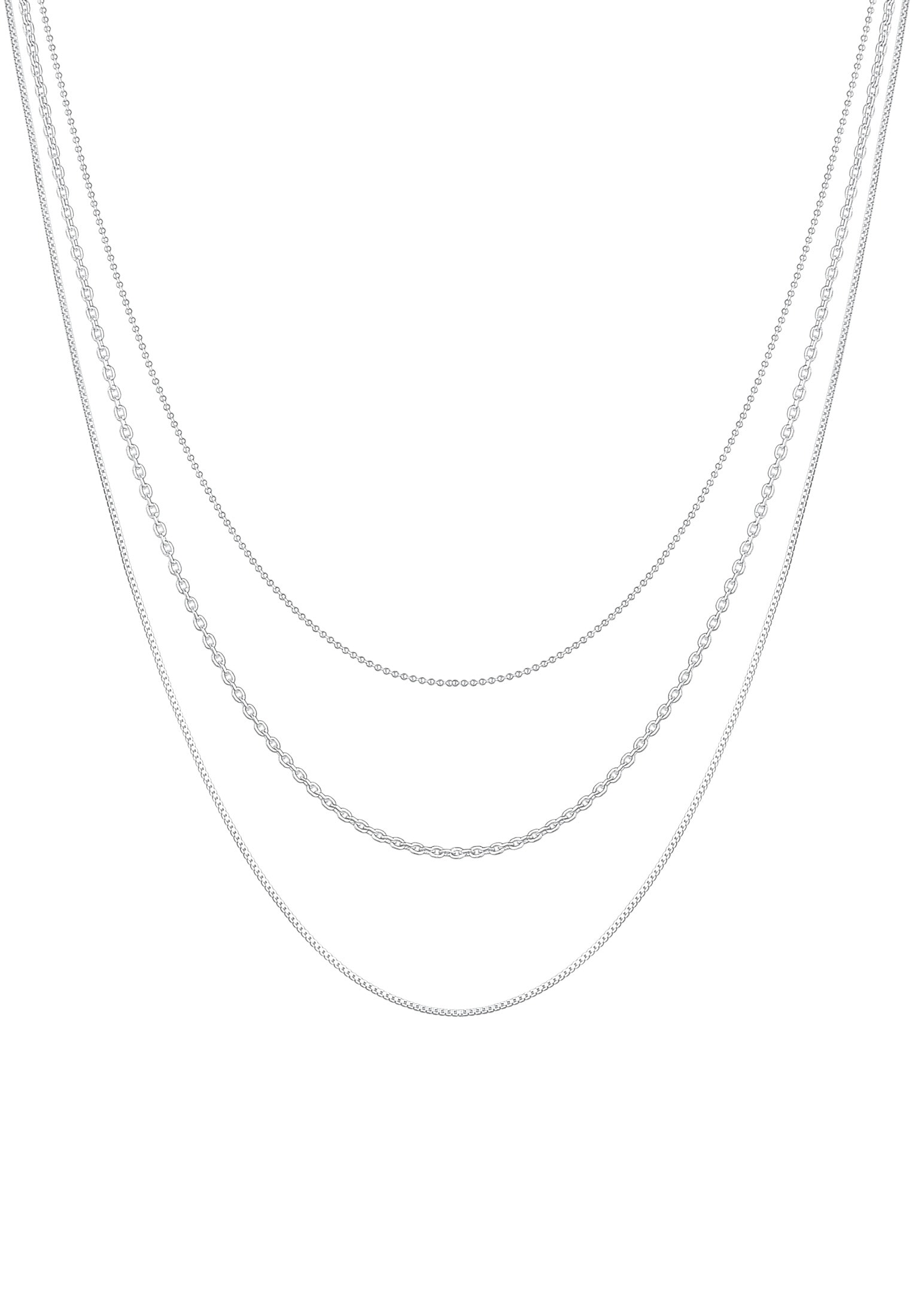 Elli Silberkette »Halskette Basic Layer Lagen Look Trend Blogger 925 Silber«