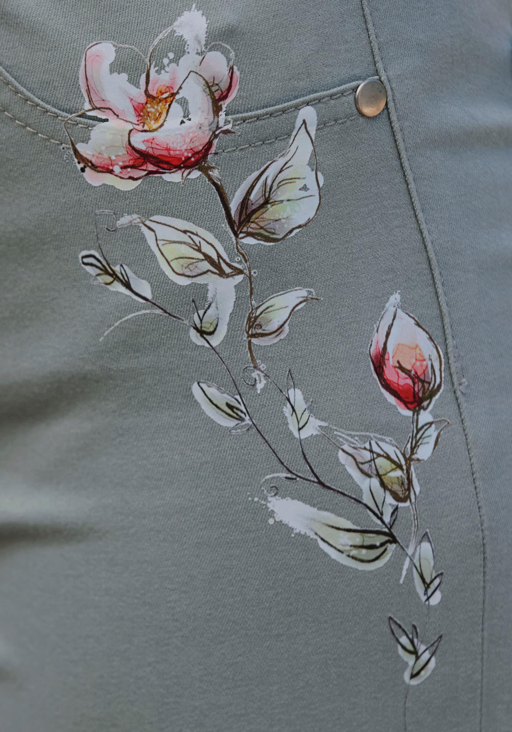 LASCANA 7/8-Jeggings, mit dezentem Blumendruck, elastische Skinny Jeans aus Baumwoll-Mix