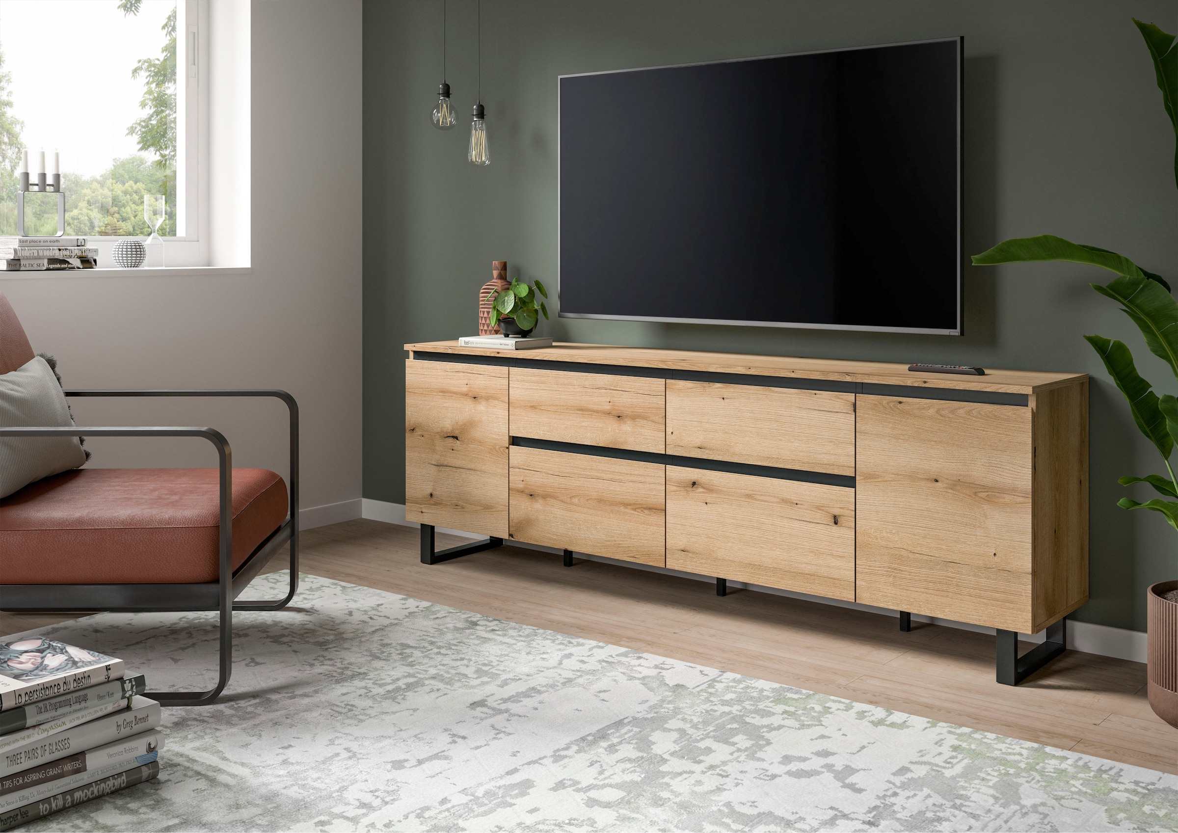 INOSIGN Lowboard »TOMA, 188cm breit, Metall-Kufen-Fuß, 2 Türen, 2 Schubkästen,2 Klappen« TV-Lowboard, Mediaschrank, Mediaboard, TV-Schrank, Schrank, Board