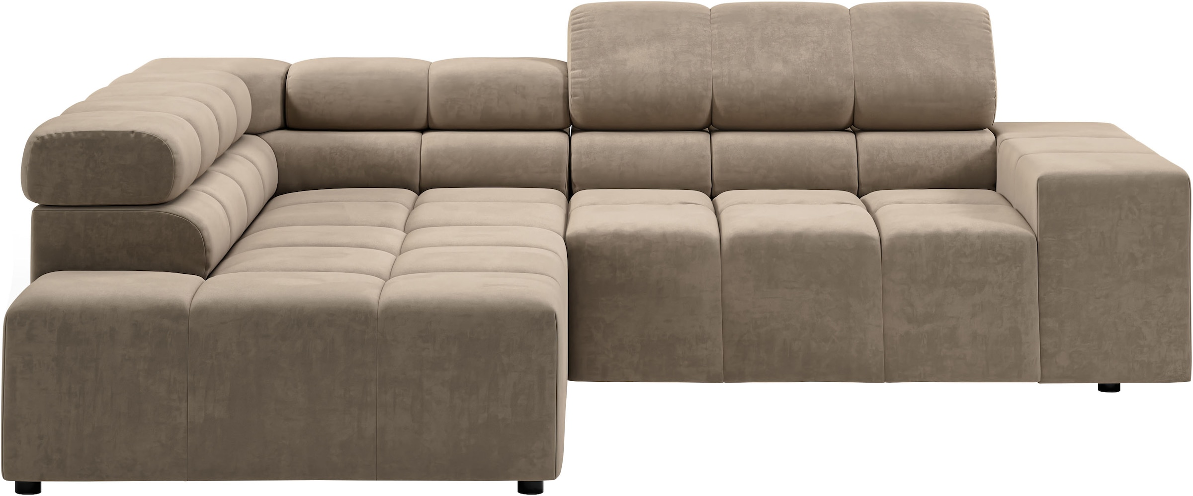 INOSIGN Ecksofa »Ancona, incl. Kopfteilverstellung + 3 Zierkissen, L-Form, bequem«, wahlweise motorische Sitztiefenverstellung, B/T(H: 249/215/70 cm
