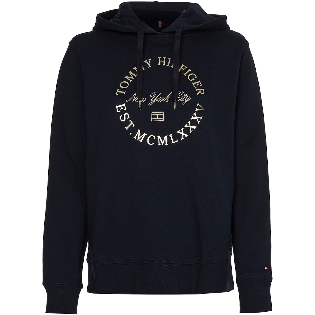 Tommy Hilfiger Sweatshirt »REG METALLIC ROUNDALL HOODIE«, mit markantem TH-Label auf der Brust