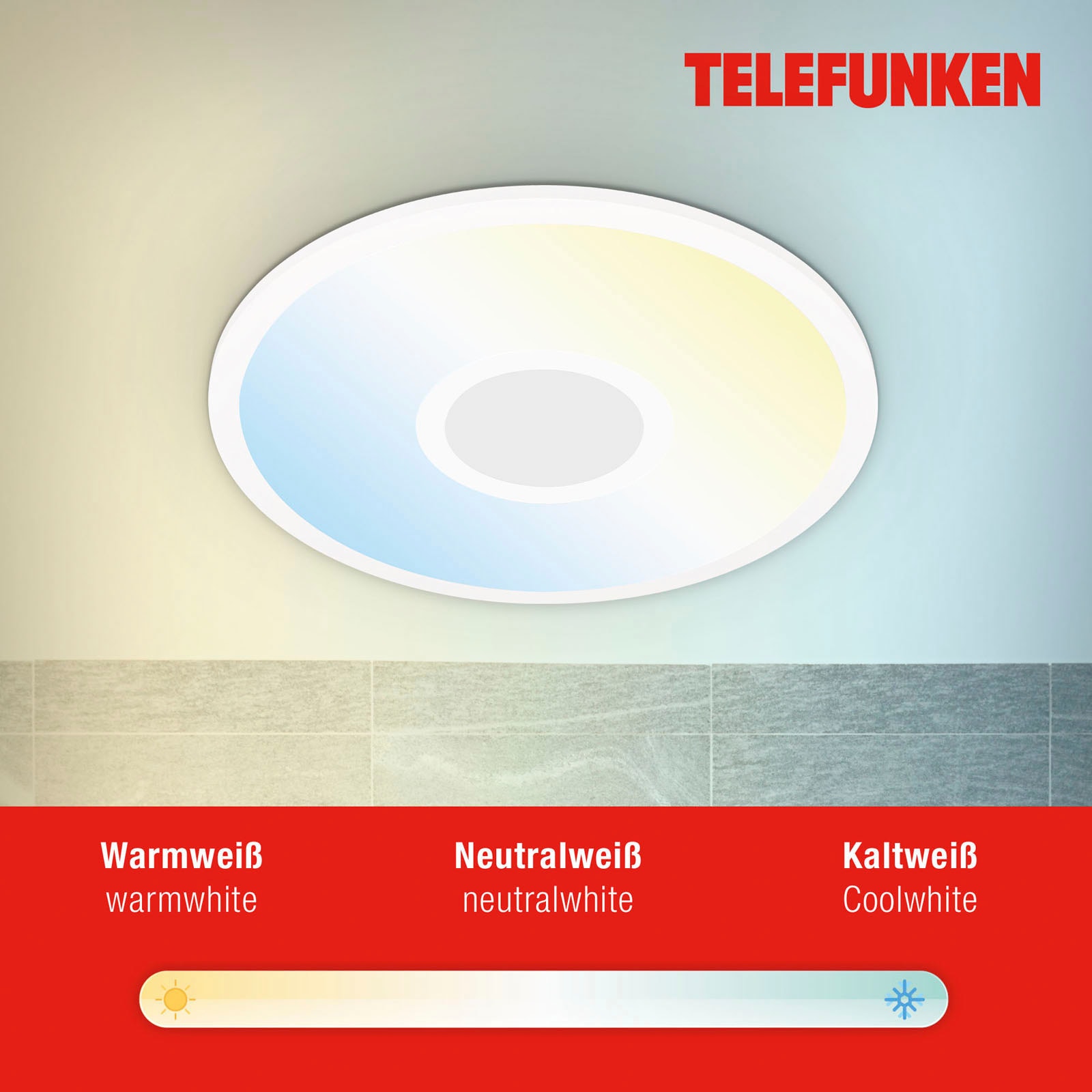 Telefunken LED Panel »319306TF CENTERLIGHT«, Leuchtmittel LED-Board | LED fest integriert, Deckenleuchte Panel CCT RGB Beleuchtung Centerlight 22W 2200lm Ø 45cm