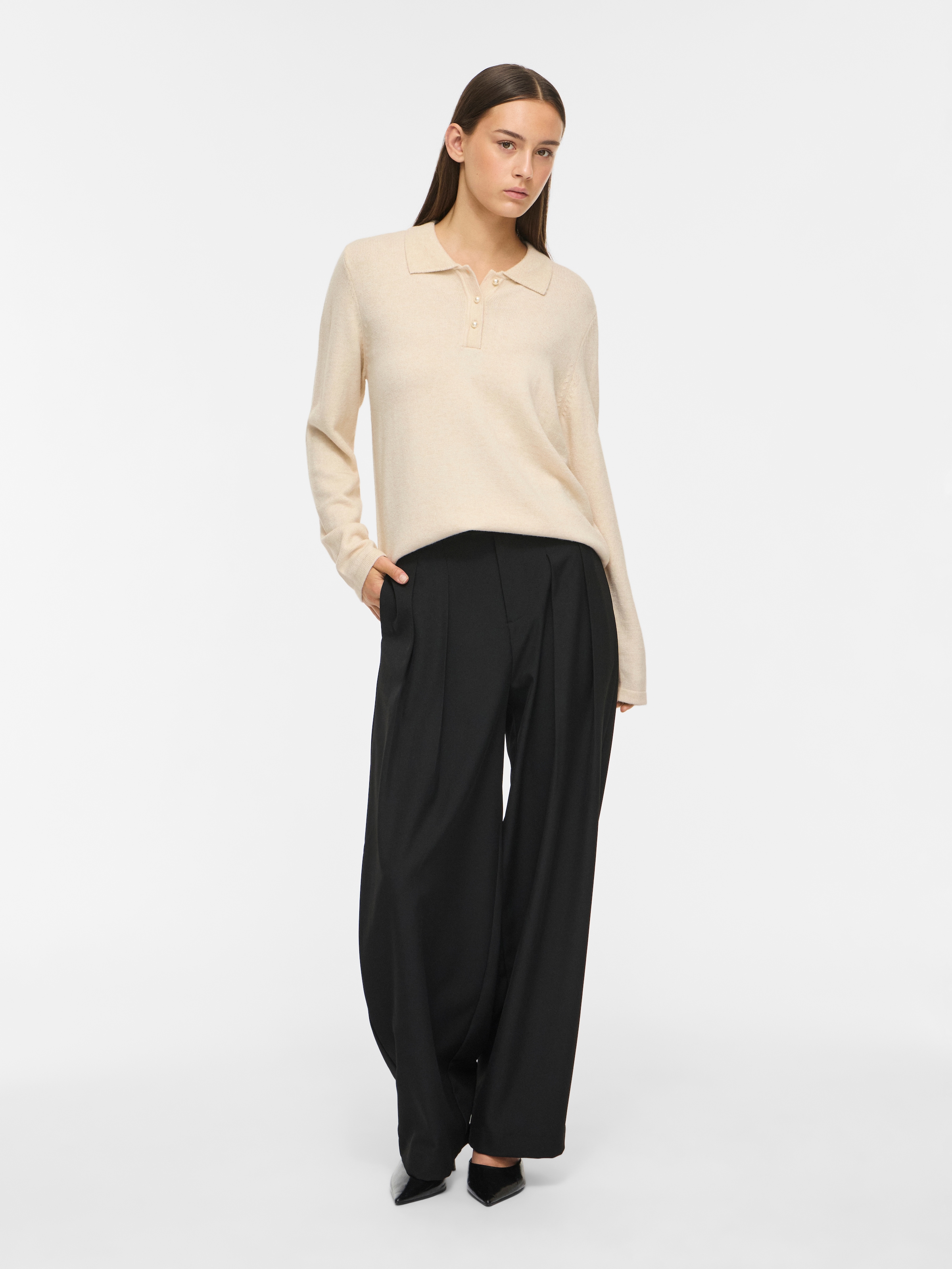 Vila Polokragenpullover »VIRIL L/S POLO PULLOVER KNIT - NOOS« Materialmix, regular fit