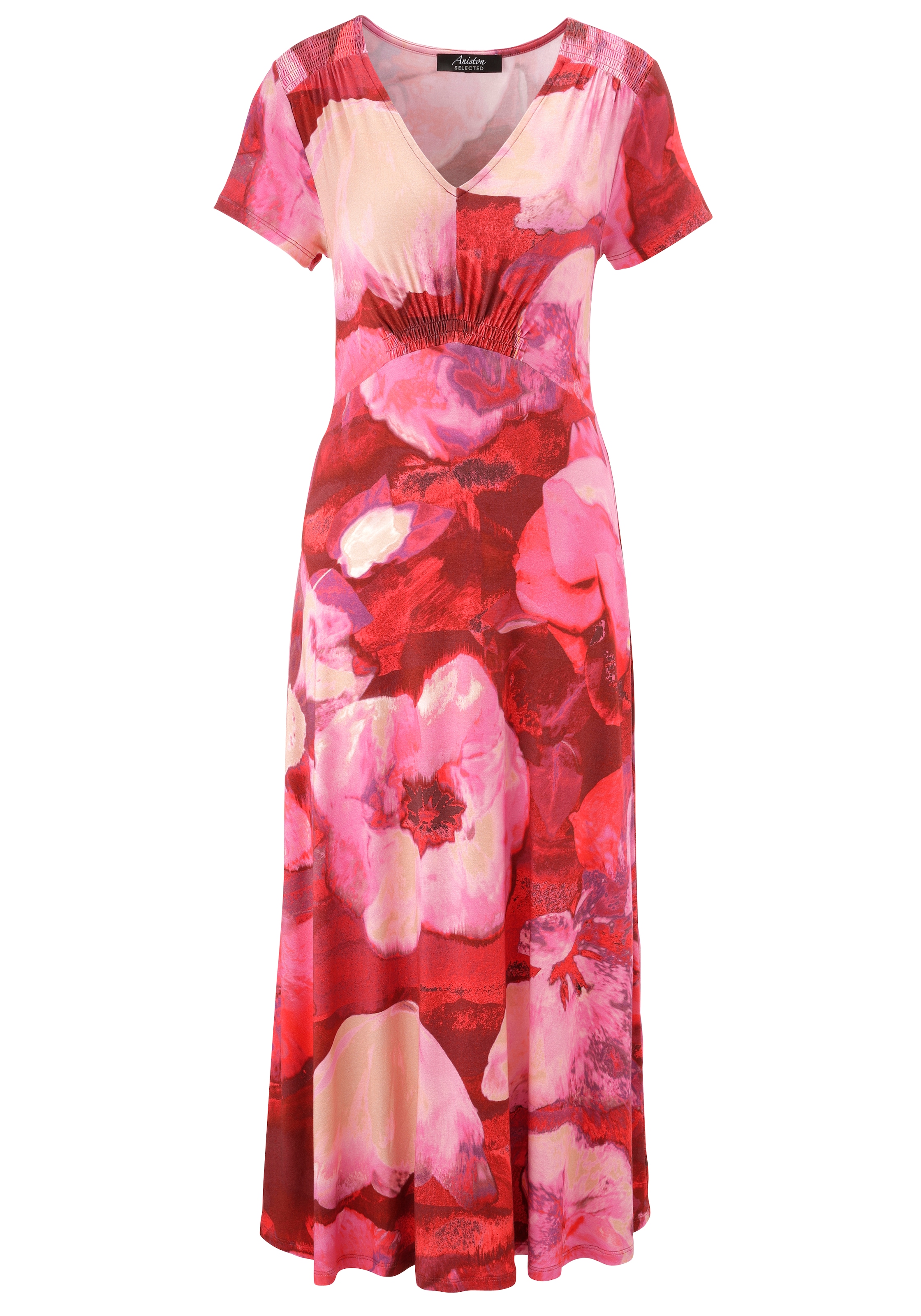 Aniston SELECTED Midikleid mit Smok-Details und fantasievollem Blütendruck - NEUE KOLLEKTION