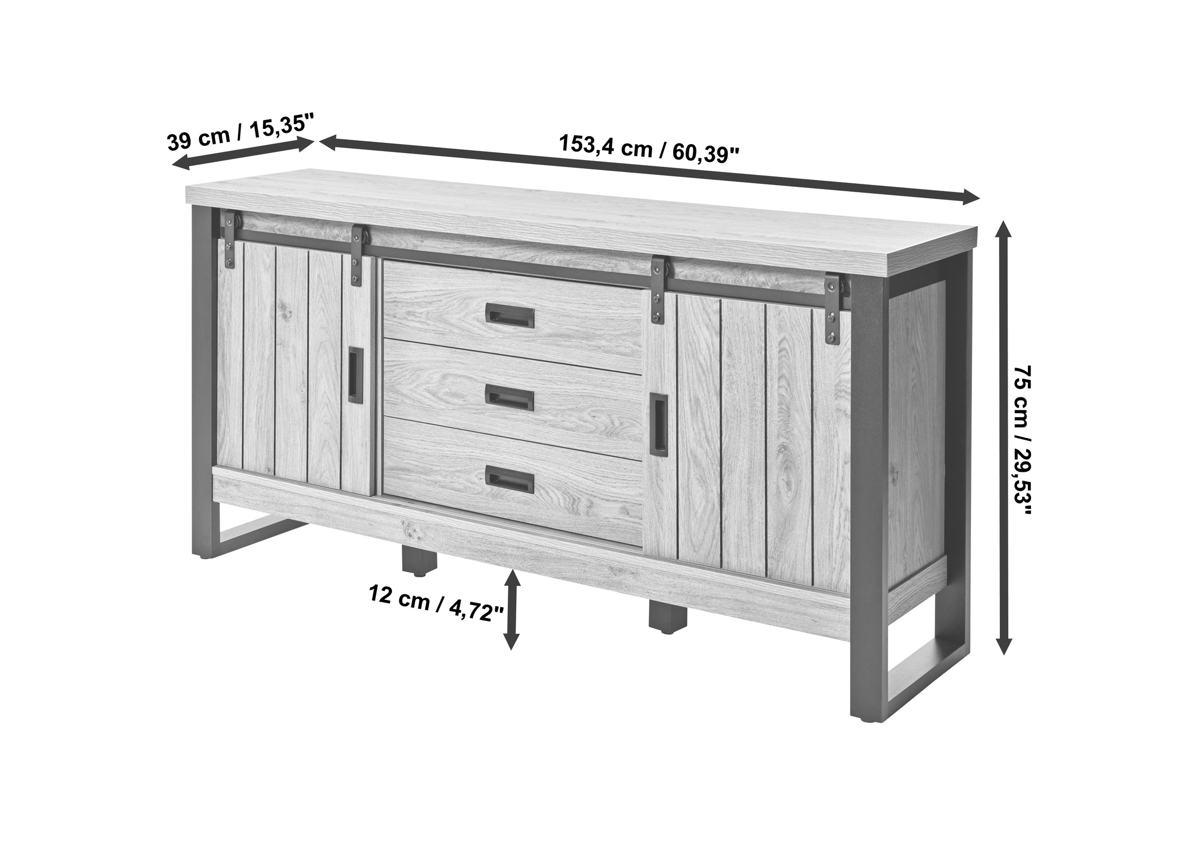 Jahnke Sideboard »SLIDE SBS 150«, (1 St.), Sideboard mit 2 Schiebetüren, Metallgestell, Breite ca. 150cm