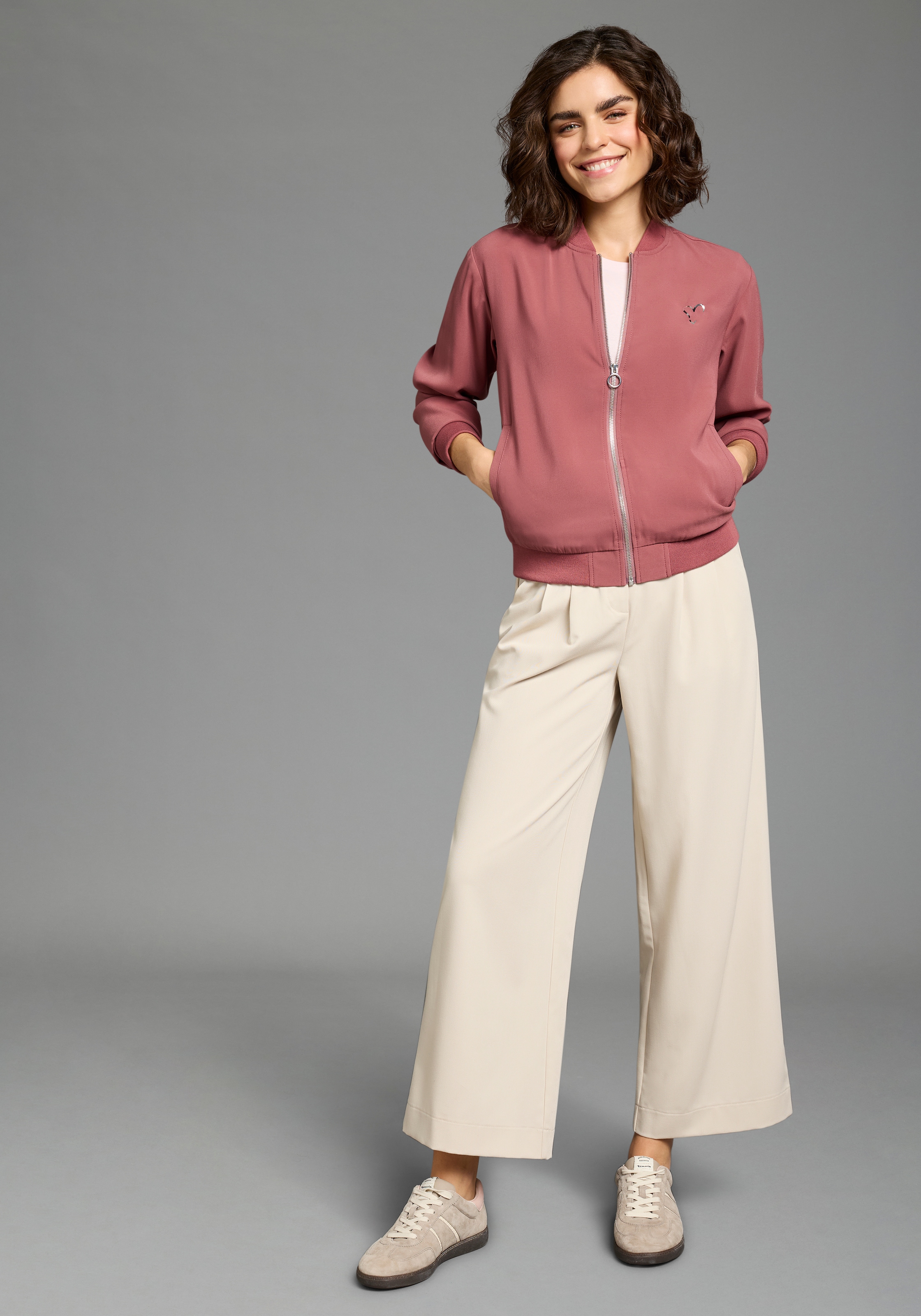 Laura Scott Blouson mit Herz Druck-Applikationen, leichte Übergangsjacken