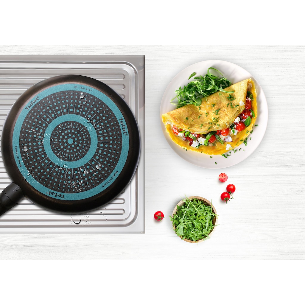 Tefal Bratpfanne »Tefal Easy Cook & Clean Pfanne, Mühelose Reinigung, Antihaftversiegelung, Thermo-Signal Temperaturanzeiger, Diffusion Pfannenboden, Gleichmäßige Wärmeverteilung, Gesundes Kochen, Sicheres Kochgeschirr«, Aluminium, (1tlg.), Titanium