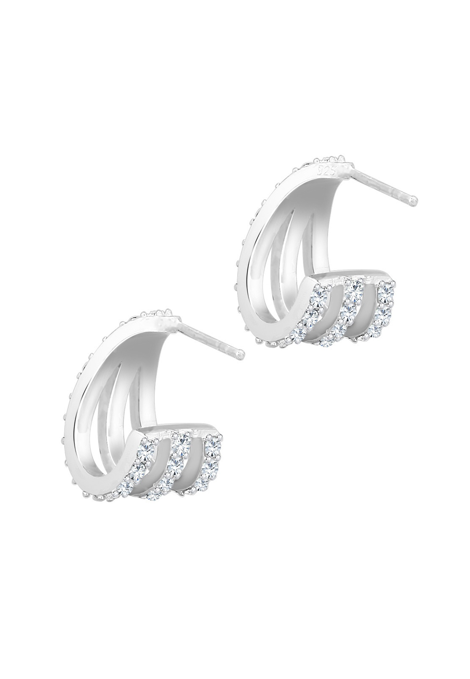 Elli Paar Creolen »Ohrringe Creolen Weiß 925 Sterling Silber, mit Kristallen von Swarovski®«
