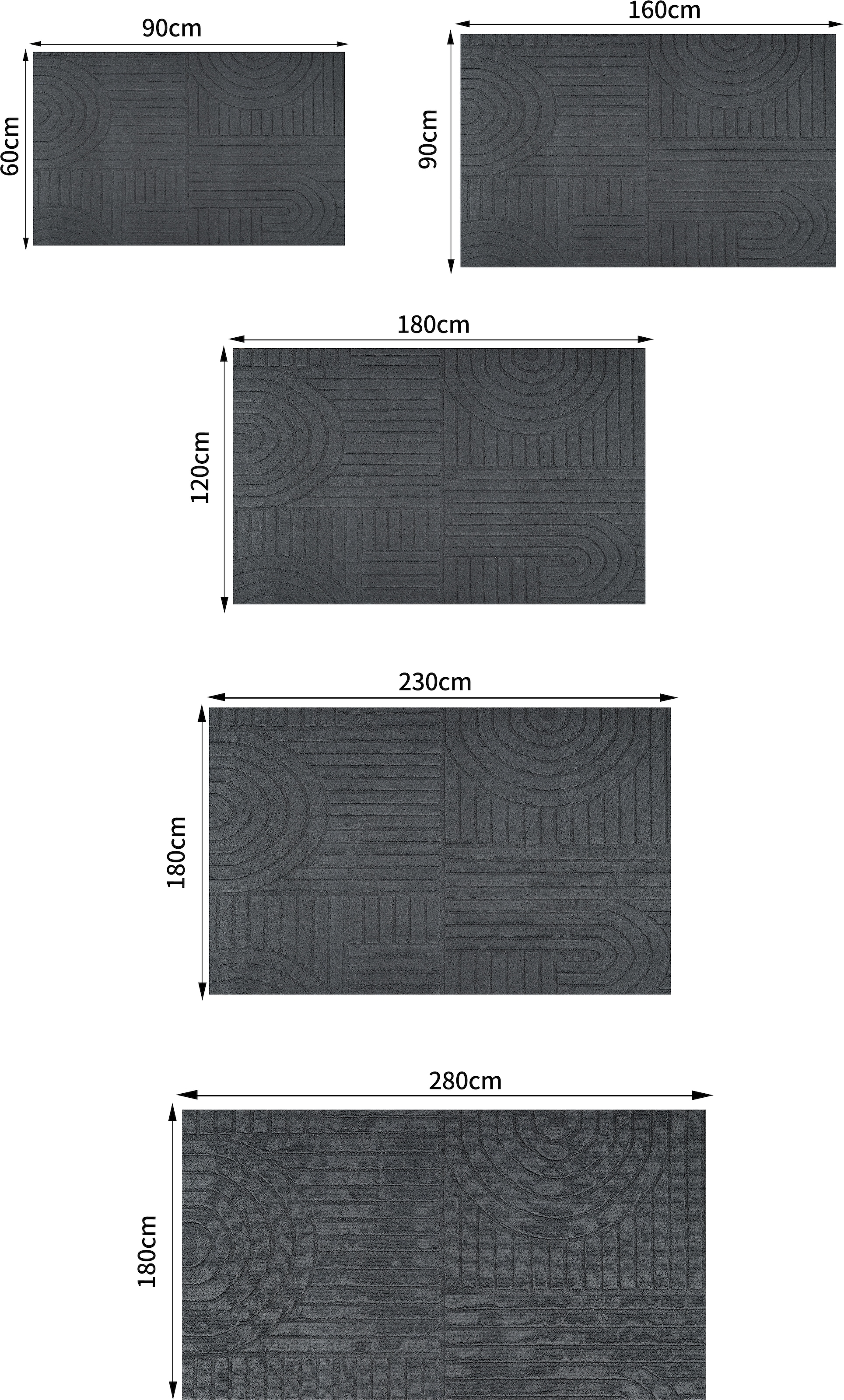 OTTO home Teppich »Neele, Boho-Design, Hoch-Tief, waschbar« rechteckig 12 mm Höhe 3D Optik, Skandinavisch, Designteppich, Wohnzimmer, Schlafzimmer