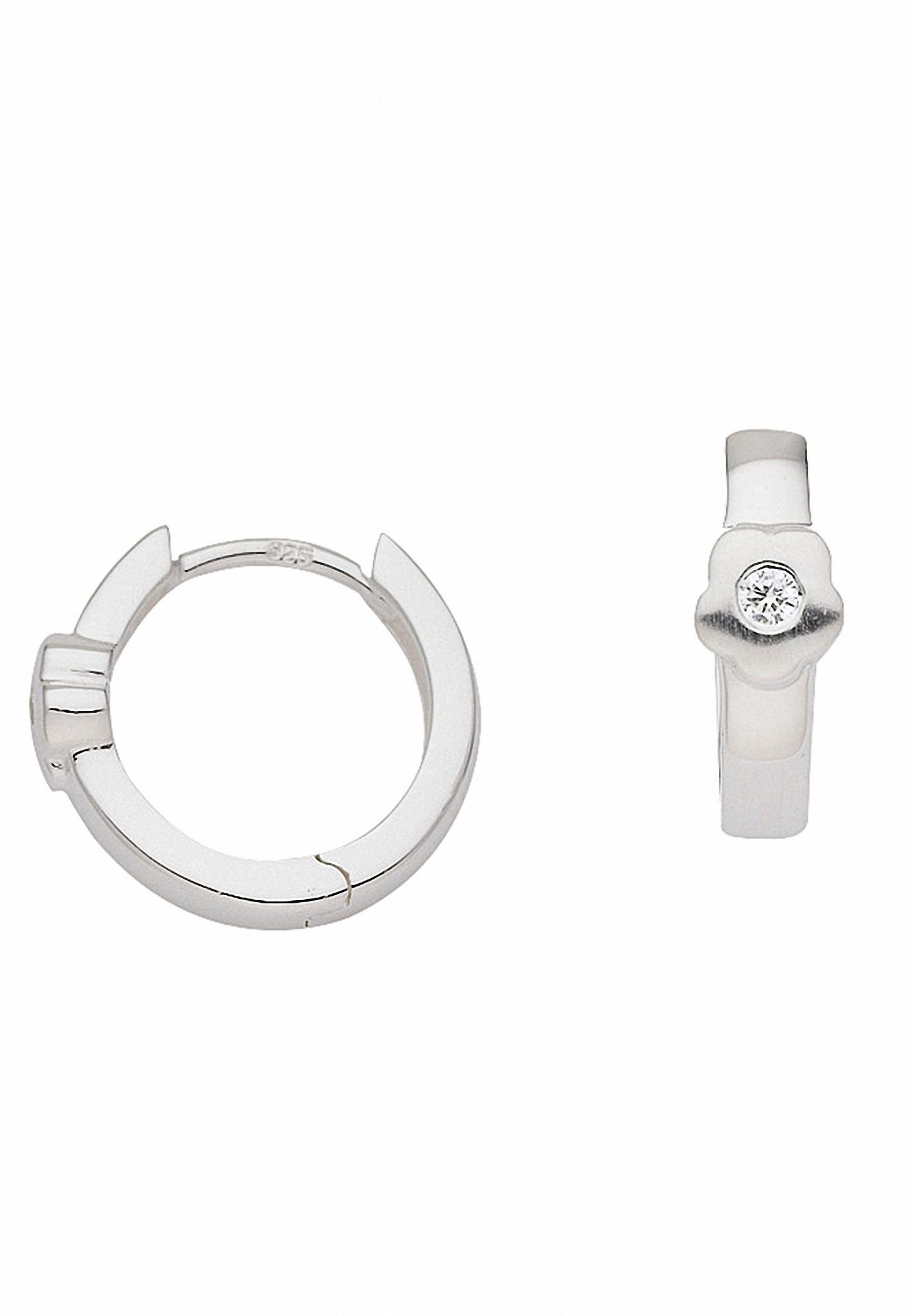 Adelia´s Paar Creolen »925 Silber Ohrringe   Creolen Blüte mit Zirkonia Ø 13,3 mm«